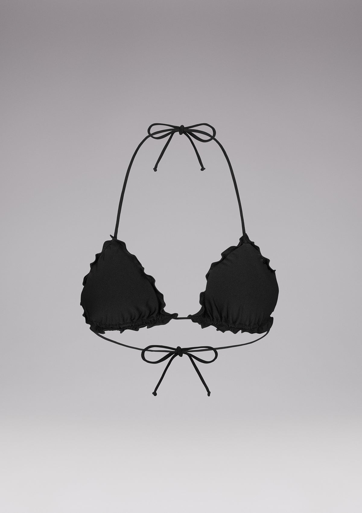 DESIGN - Olivia - Top bikini a fascia nero premium con volant