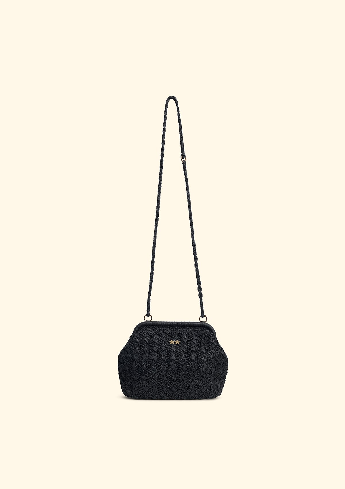 Image of Mini Bag Nera in Paglia con Chiusura Clutch SW0075-BK