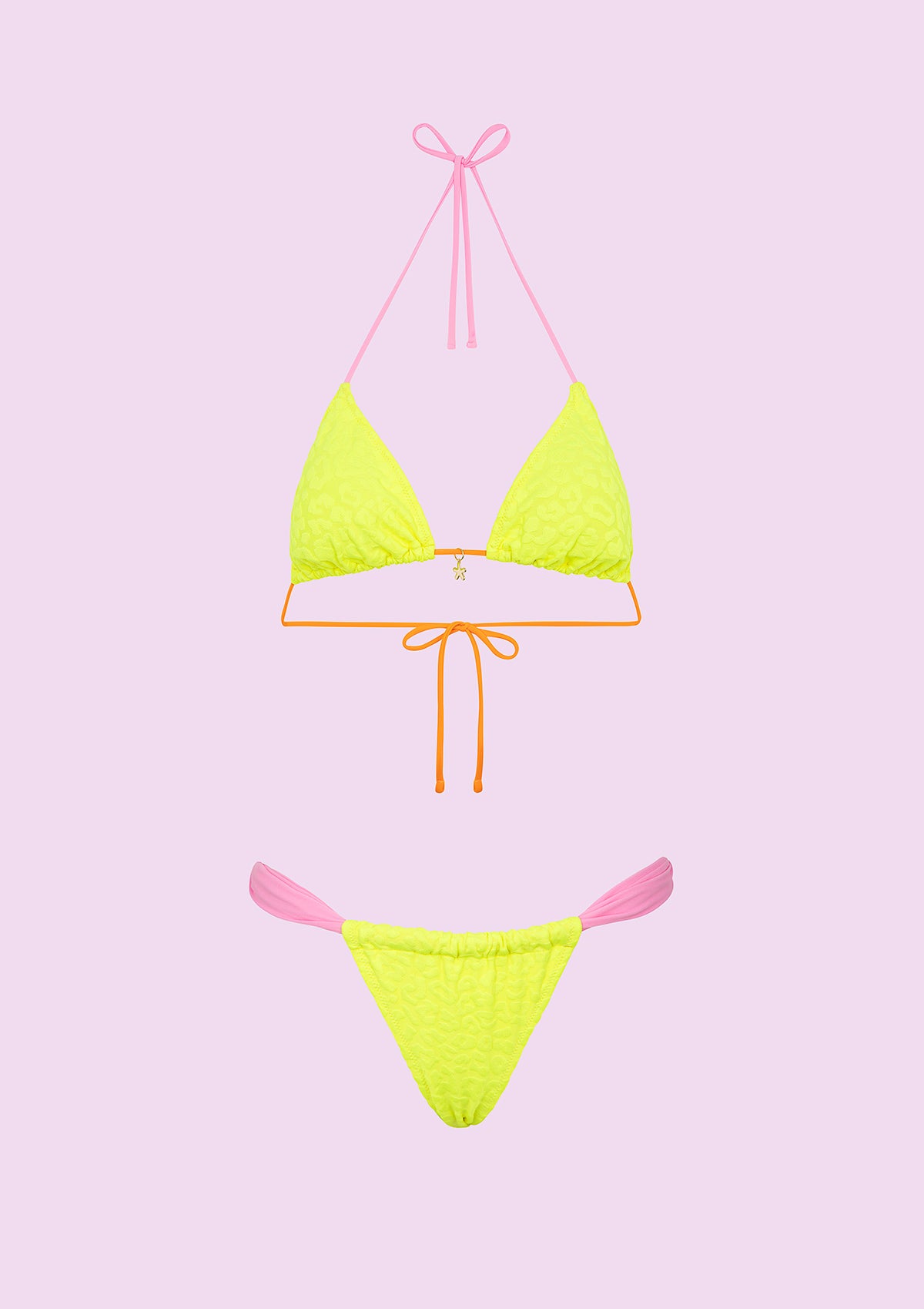 Image of Gruaja me bikini f ** k trekëndësh me rrëshqitje fikse të verdhë fluo swc001-fy