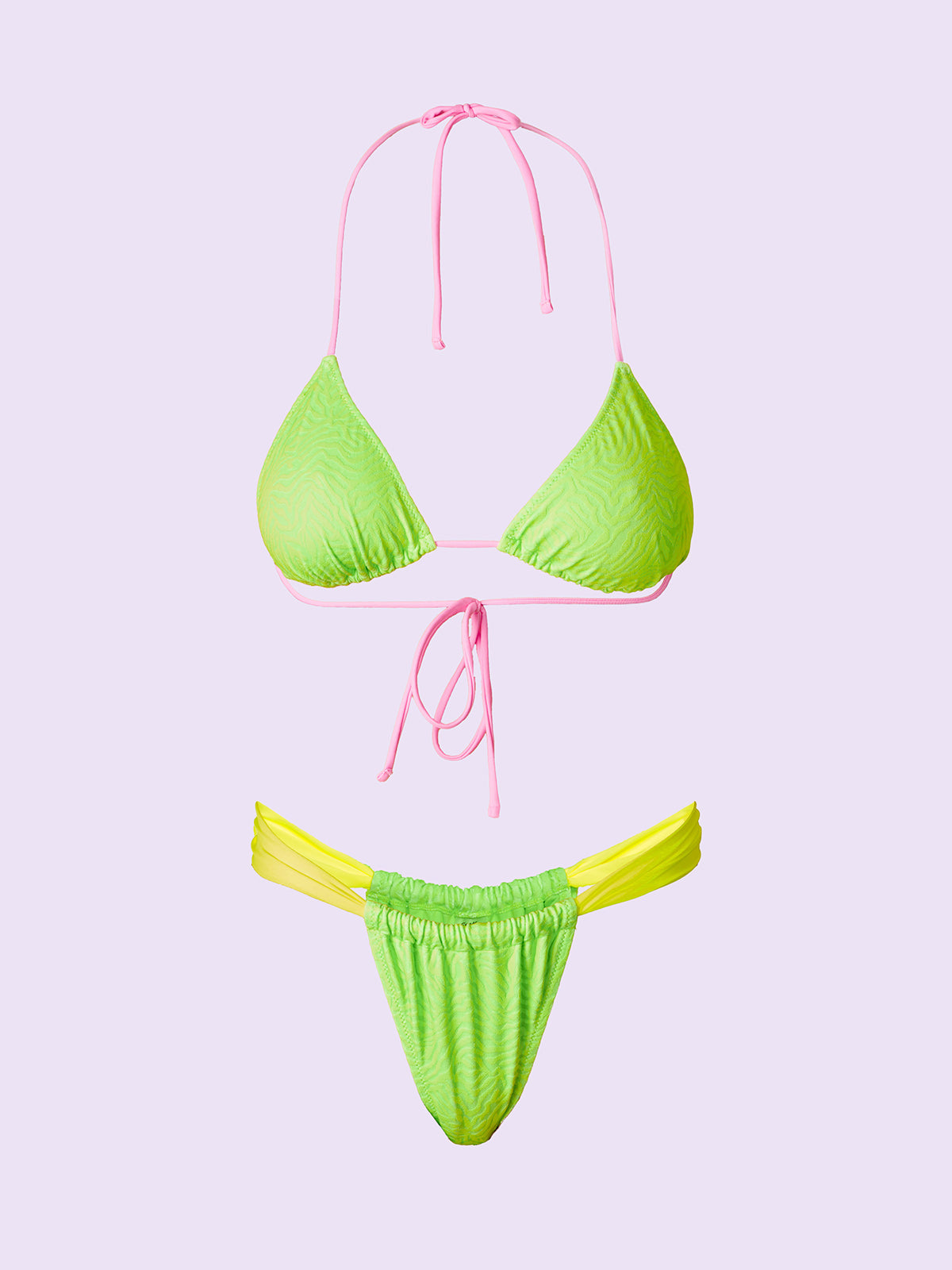 Women's Bikinis F**K Crazy Triangle with Slip Brazilian Fixed Fluo Green SW0210-FG