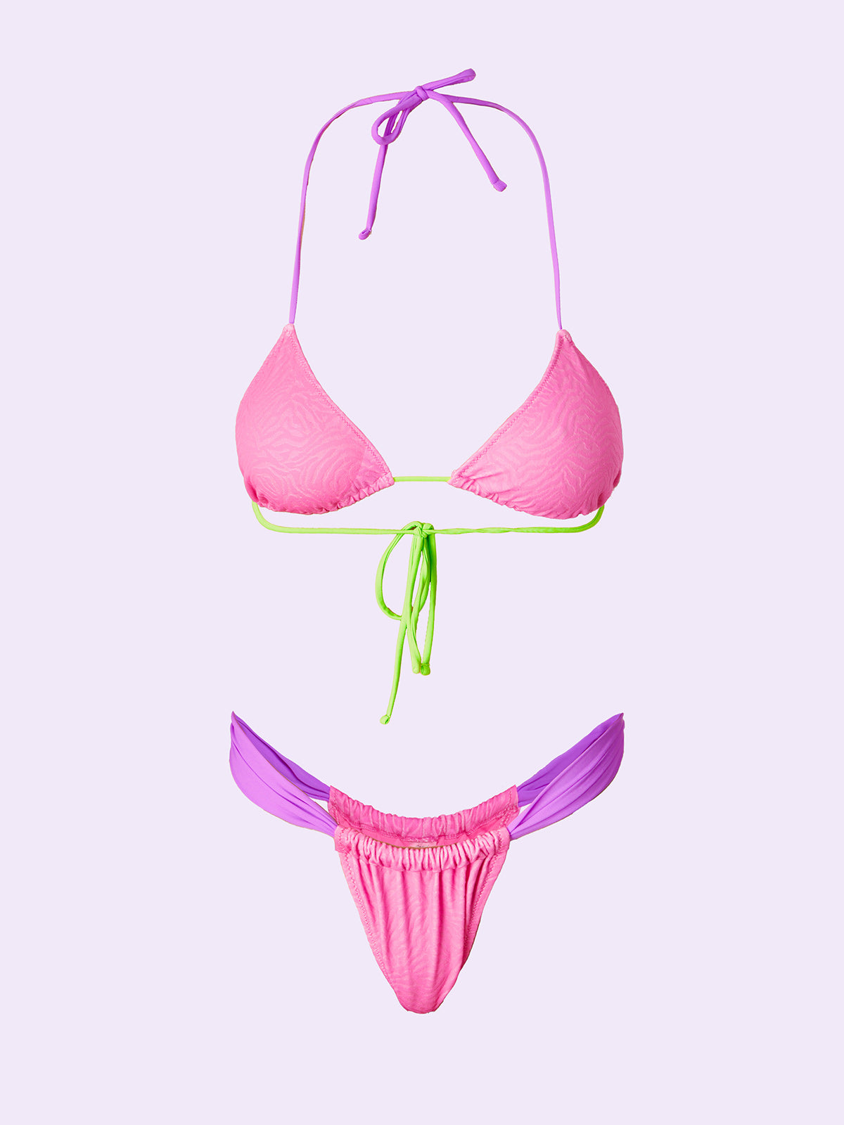 Image of Bikini Donna F**K Crazy Triangolo con Slip Brasiliano Fisso Fucsia SW0210-FX