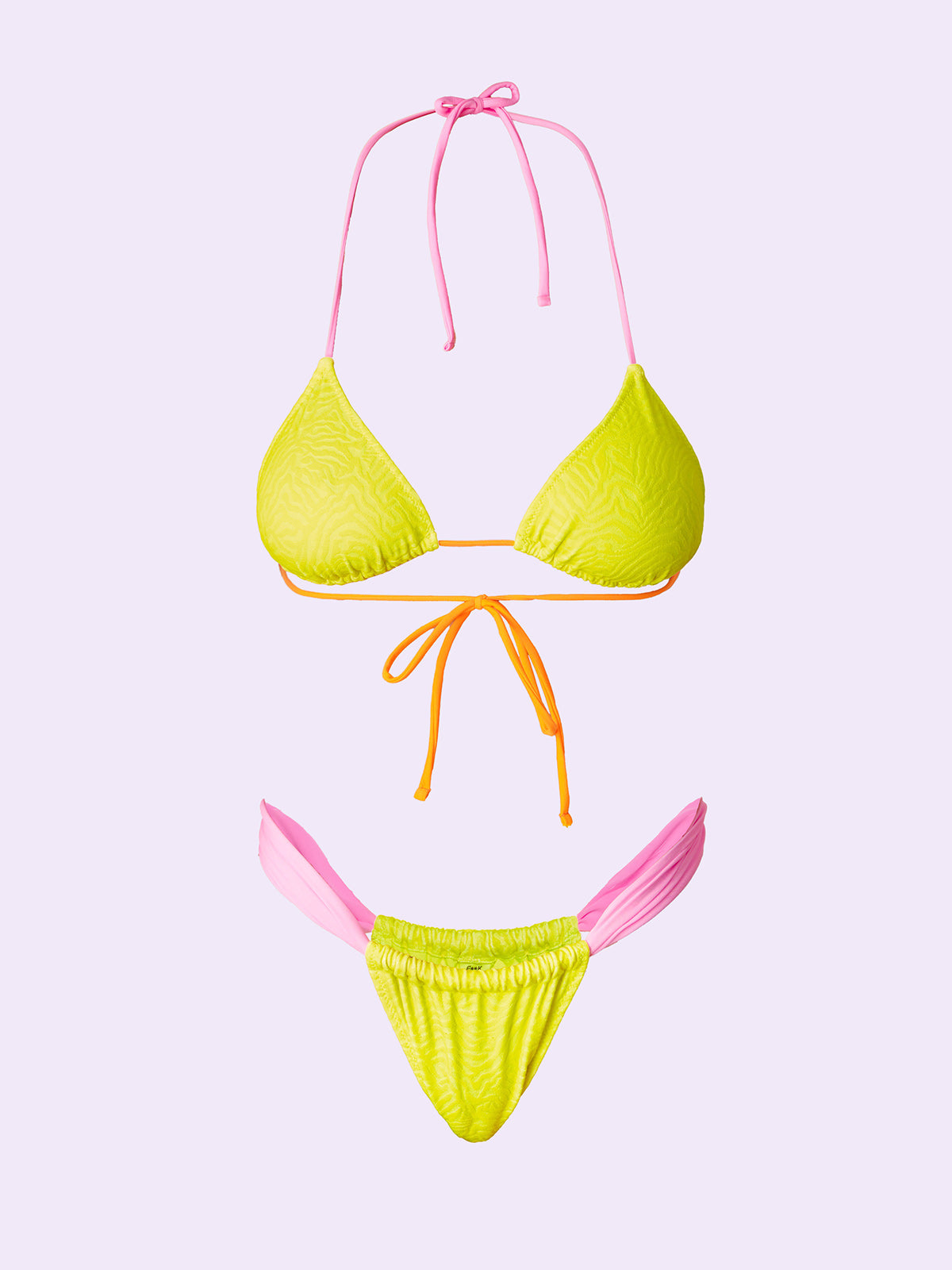 Image of Women's Bikinis F**K Crazy Triangle with Slip Brazilian Fixed Yellow SW0210-YL
