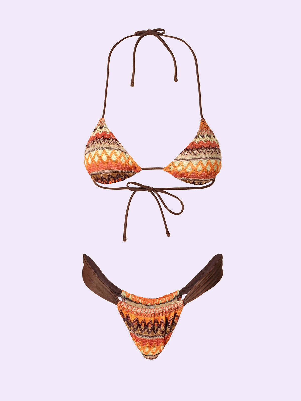 Bikini Donna F**K Crazy Triangolo con Slip Brasiliano Fisso Marrone SW0300-BN