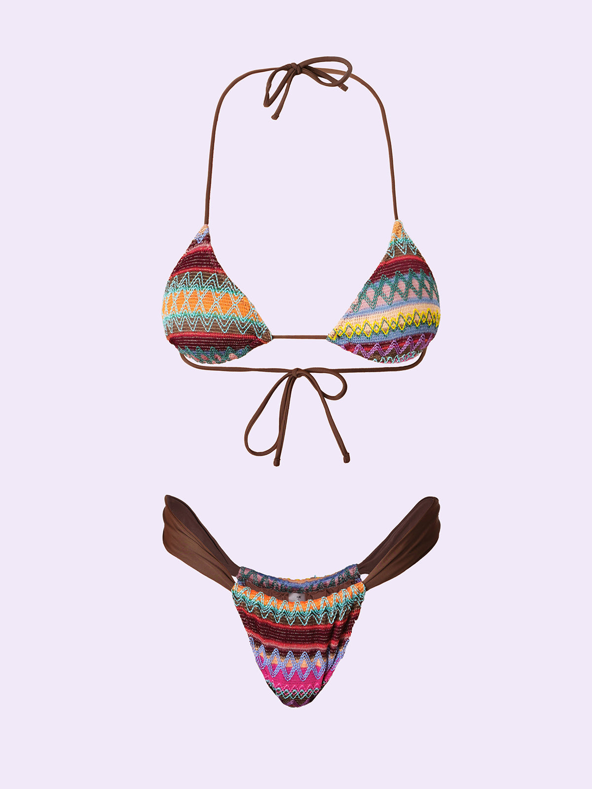 Image of Bikini Donna F**K Crazy Triangolo con Slip Brasiliano Fisso Viola SW0300-PR