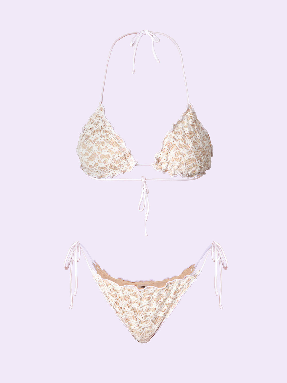 Bikini për femra F**K Trekëndëshi i çmendur me Slip E rregullueshme e bardhë SW0310-WH