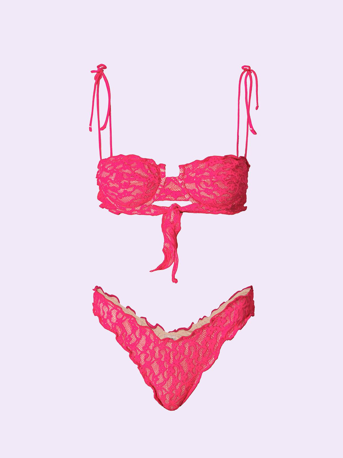 Image of Women's Bikinis F**K Crazy Bra with Ferretto and Slip American Fixed Fuchsia SW0311-FX