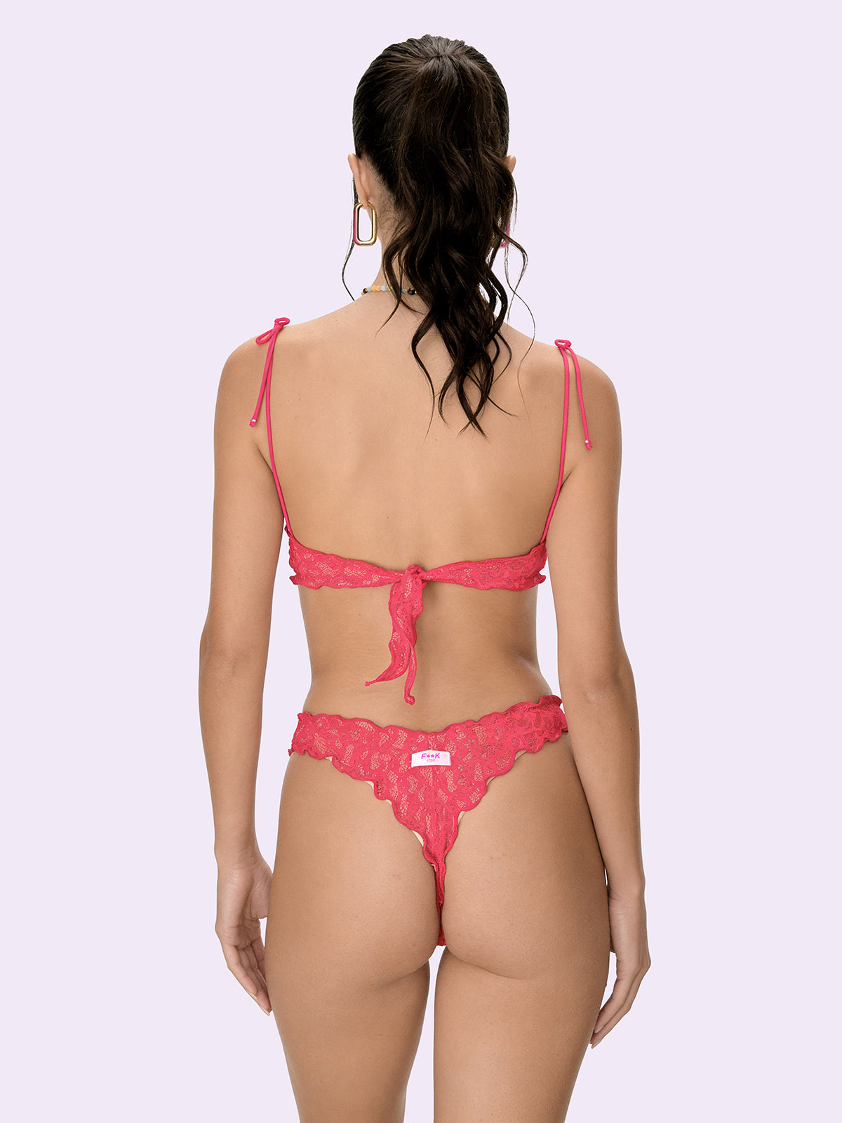 Women's Bikinis F**K Crazy Bra with Ferretto and Slip American Fixed Fuchsia SW0311-FX