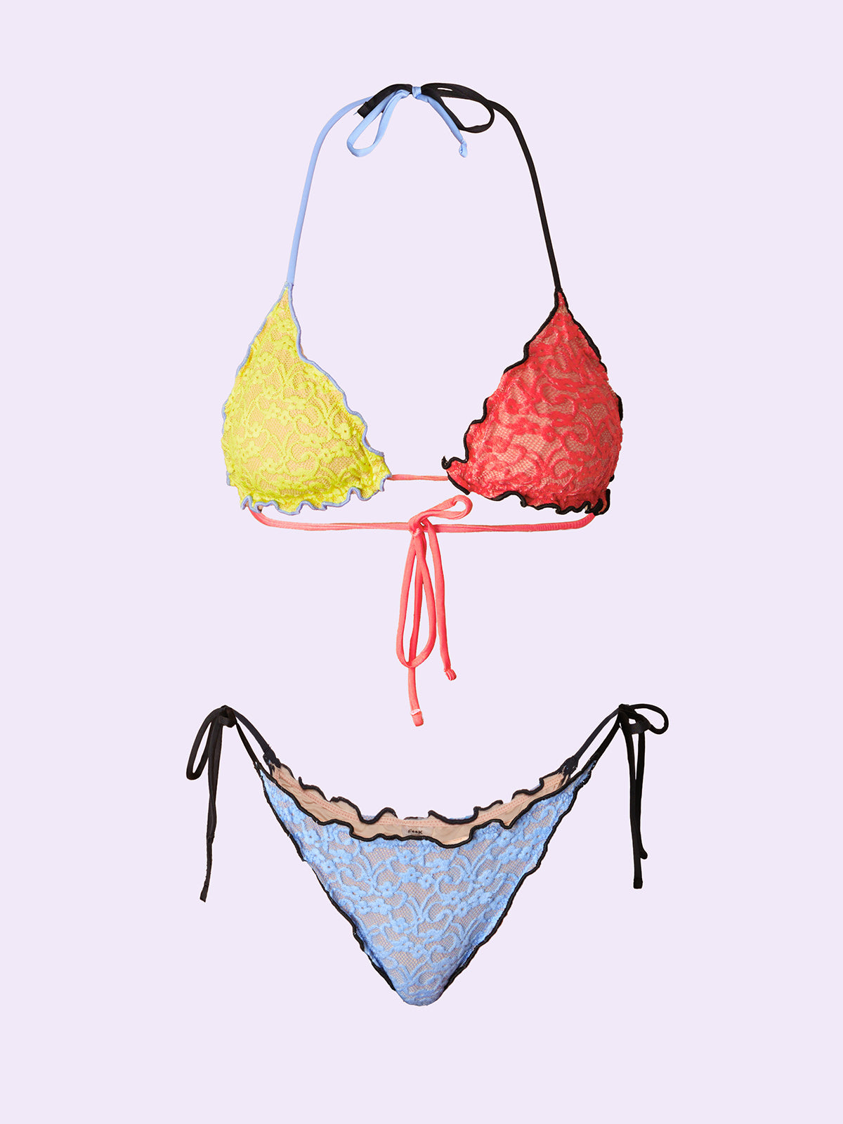 Image of Bikini Donna F**K Crazy Triangolo con Slip Regolabile Celeste SW0312-CL