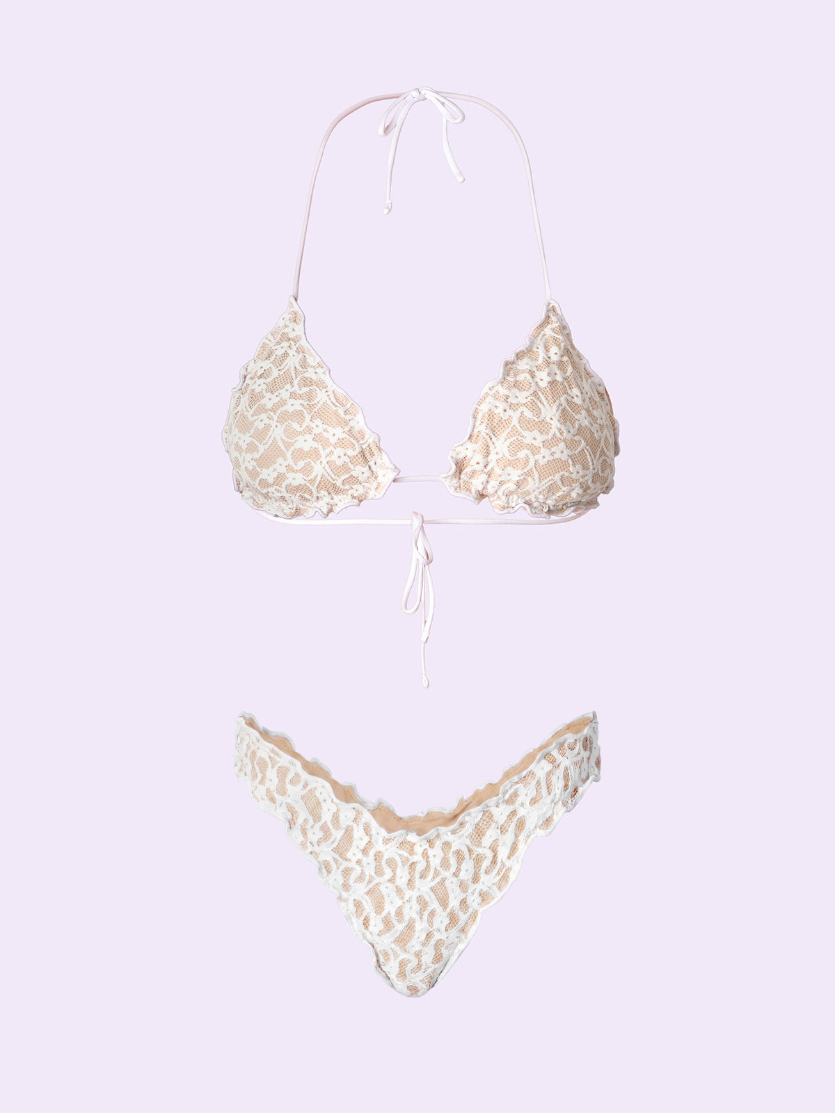 Bikinis pour femmes F**K Triangle fou avec Slip Américain Fixe Blanc SW0313-WH