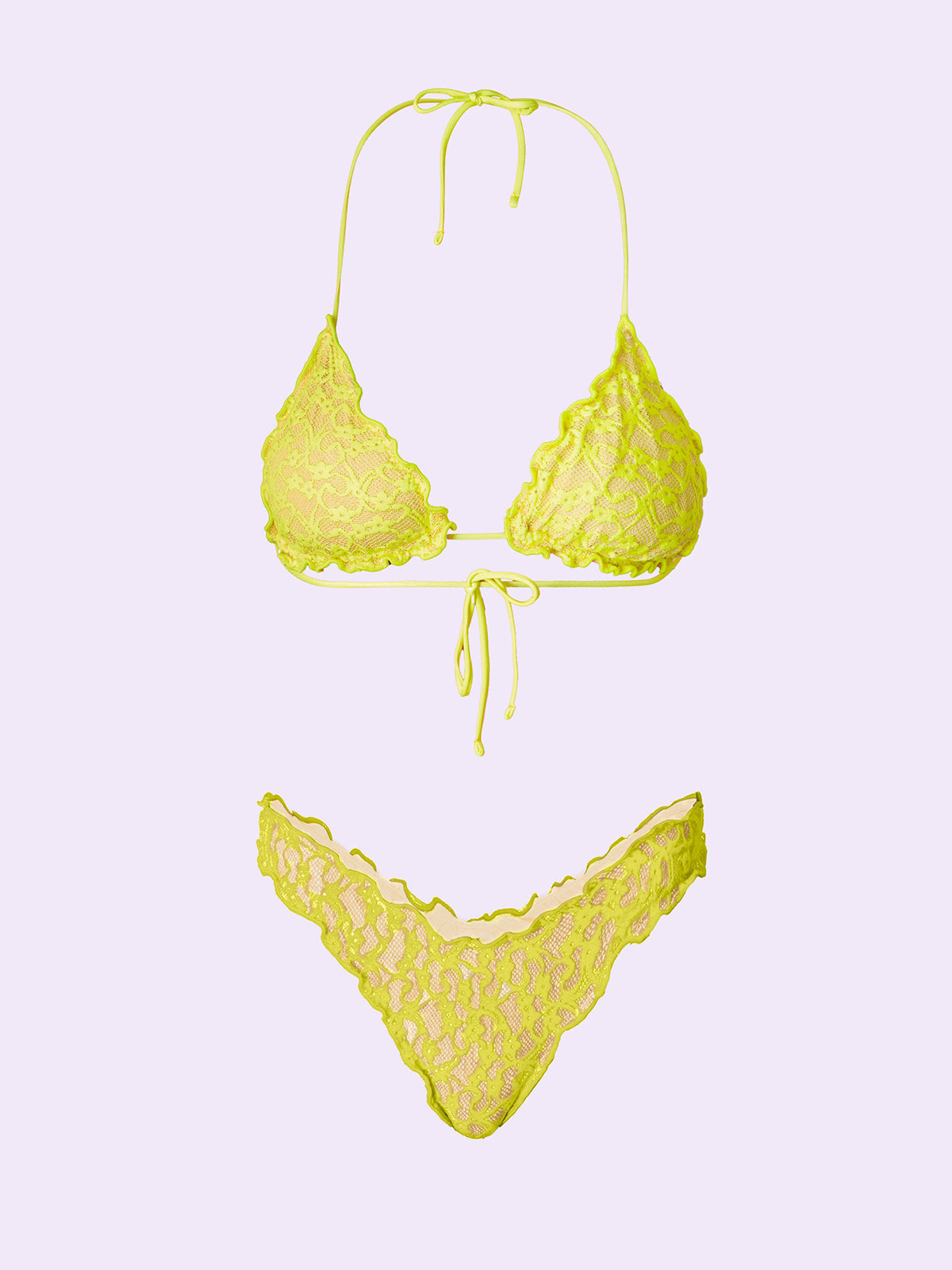 Bikinis pour femmes F**K Triangle fou avec Slip Américain Fixe Jaune SW0313-YL