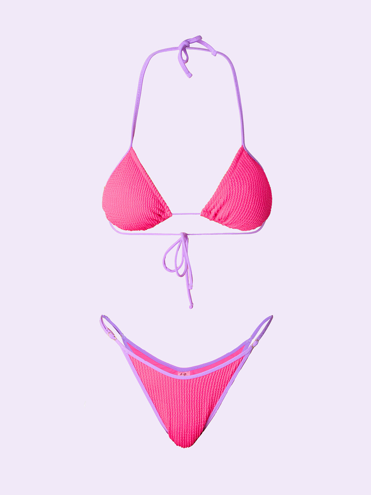 Women's Bikinis F**K Crazy Triangle with Slip American Adjustable Fuchsia Fluo SW0410-FF