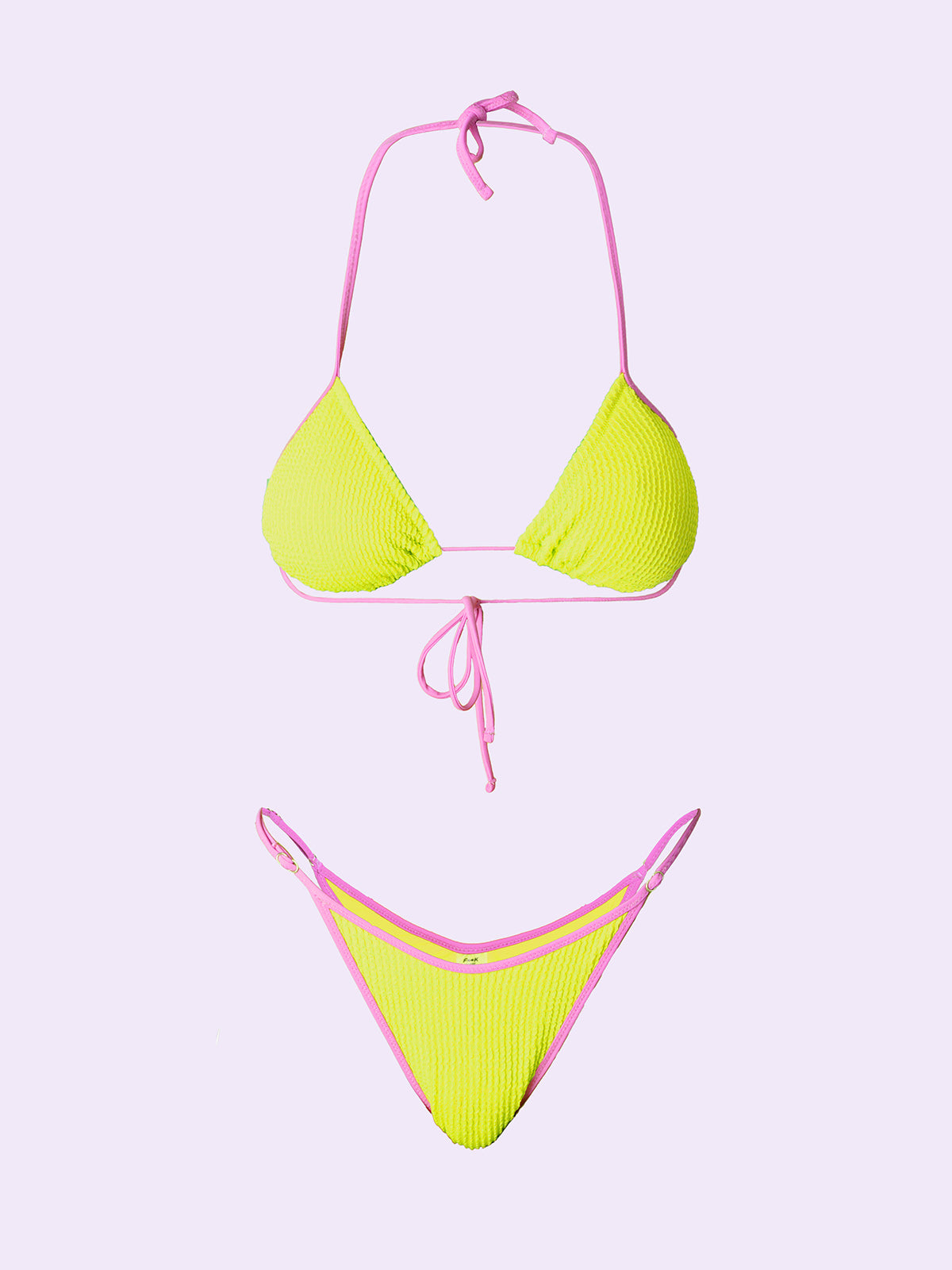Women's Bikinis F**K Crazy Triangle with Slip American Adjustable Fluo Yellow SW0410-FY