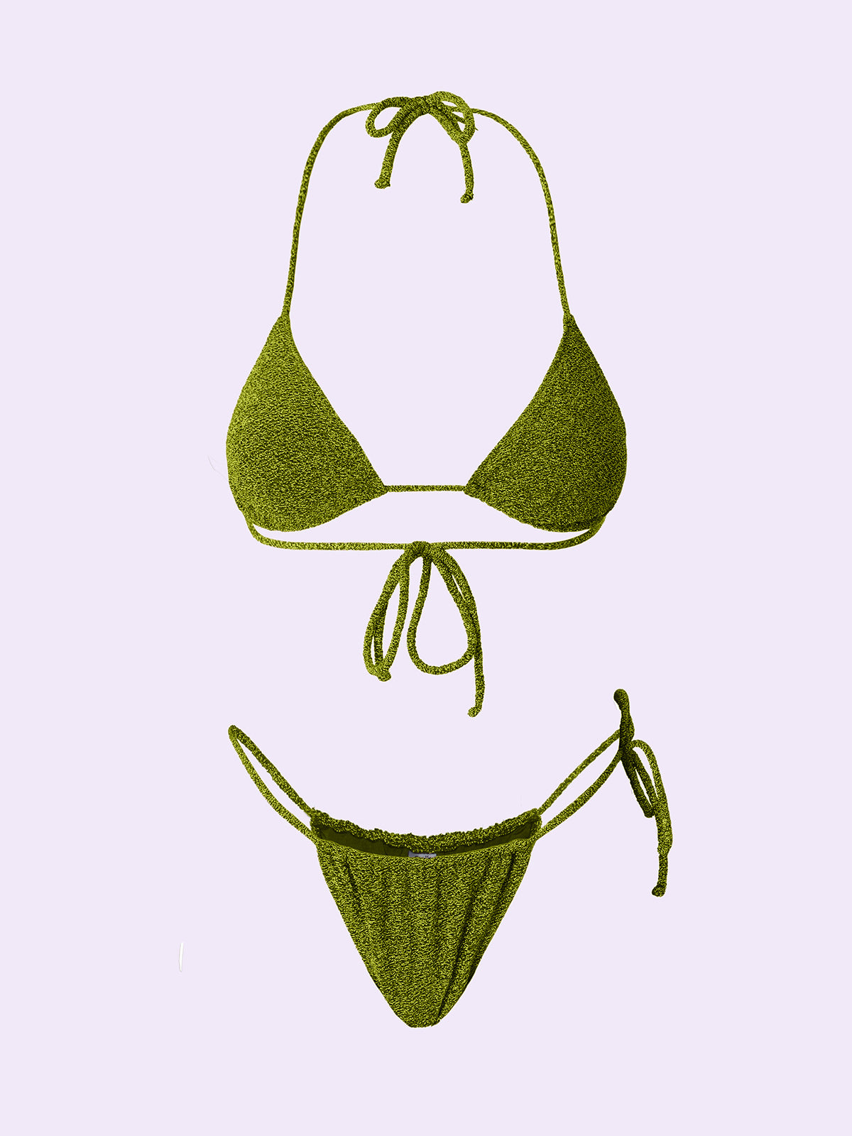 Bikini Donna F**K Crazy Triangolo con Slip Regolabile Verde SW0520-GN