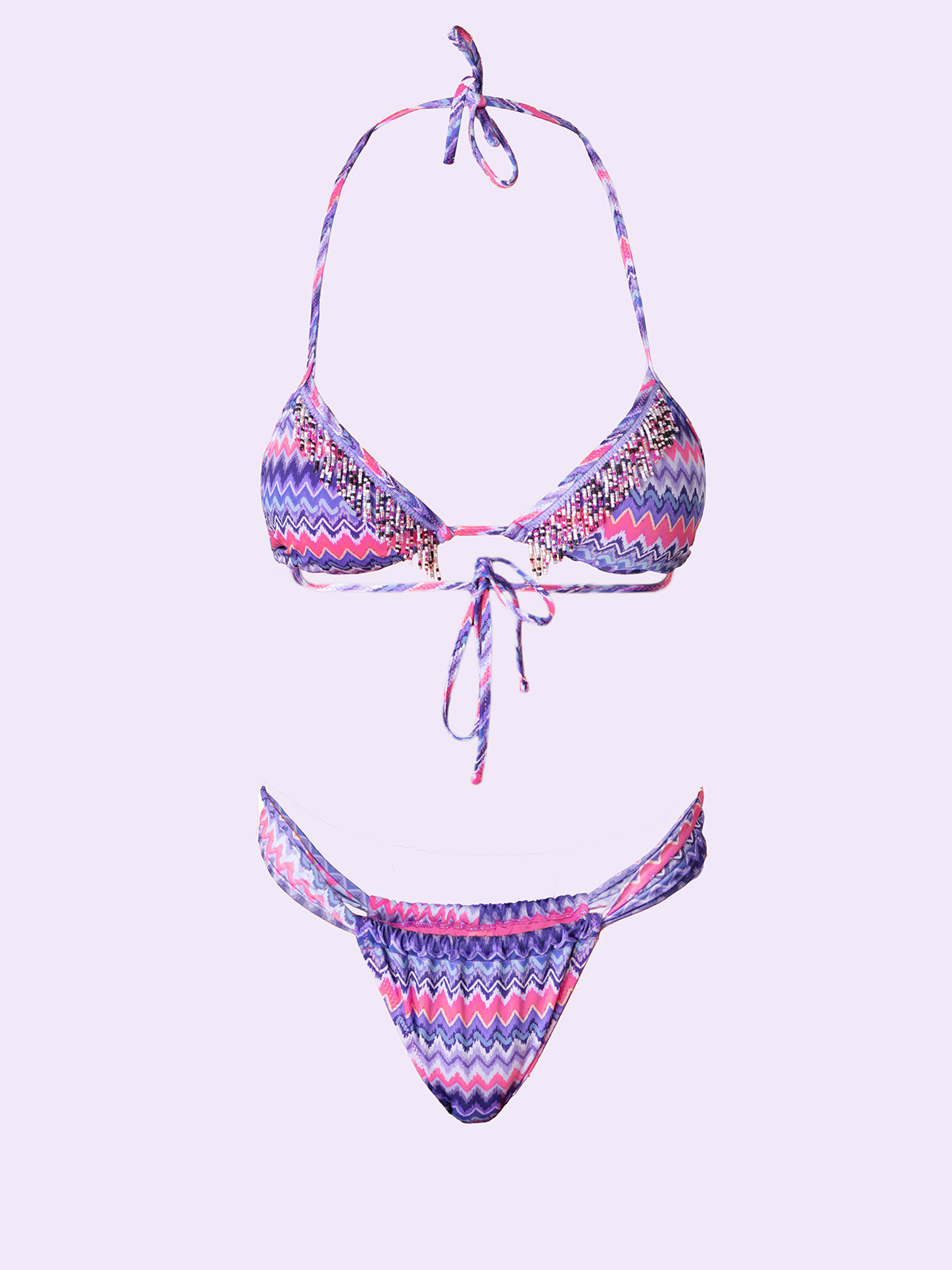 Bikini Donna F**K Crazy Triangolo con Slip Brasiliano Fisso Fantasia SW0700-X21