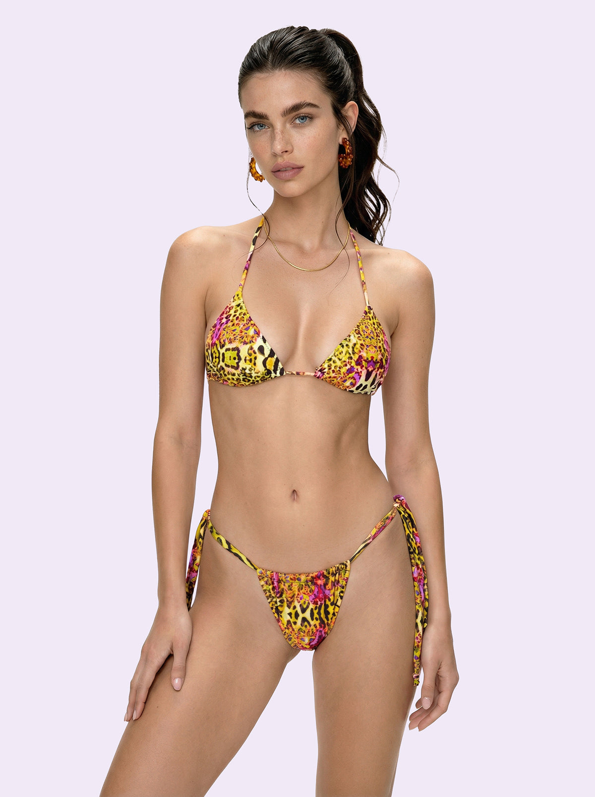 Bikini Donna F**K Crazy Triangolo con Slip Regolabile Fantasia SW0712-X08