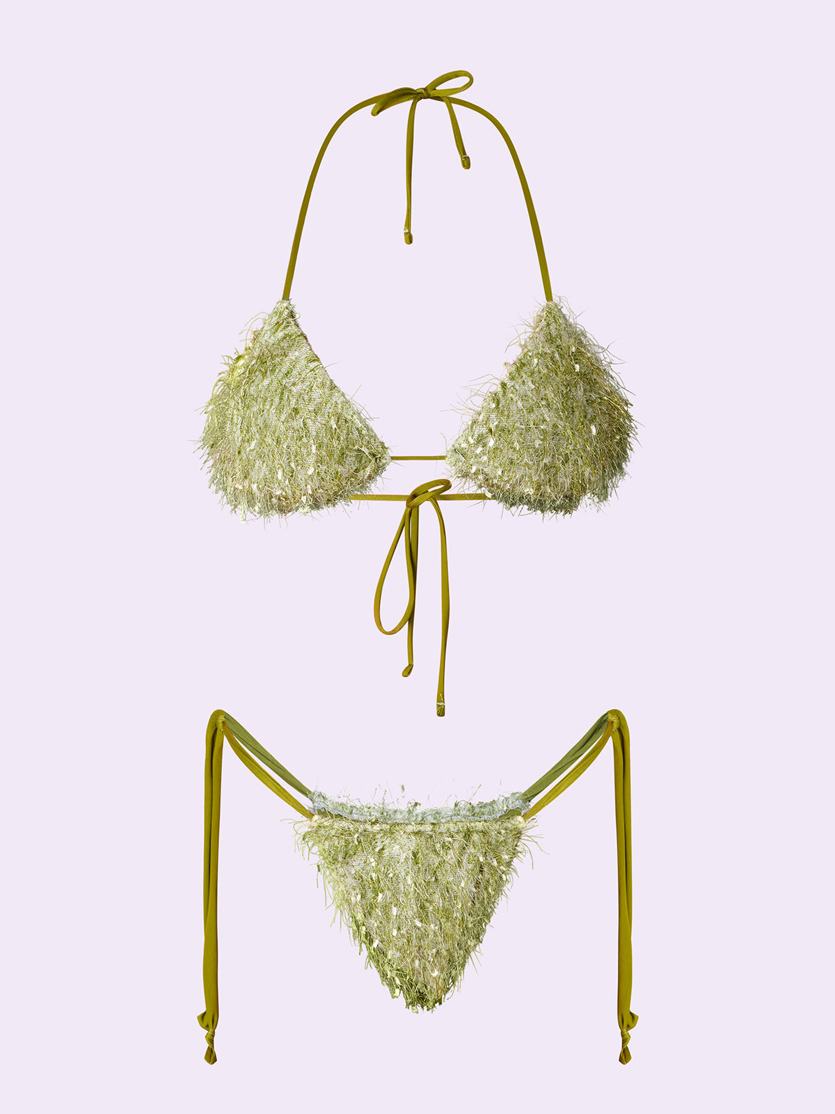 Image of Bikinis de mujer F**K Triángulo loco con Slip Ajustable Verde SW0730-GN