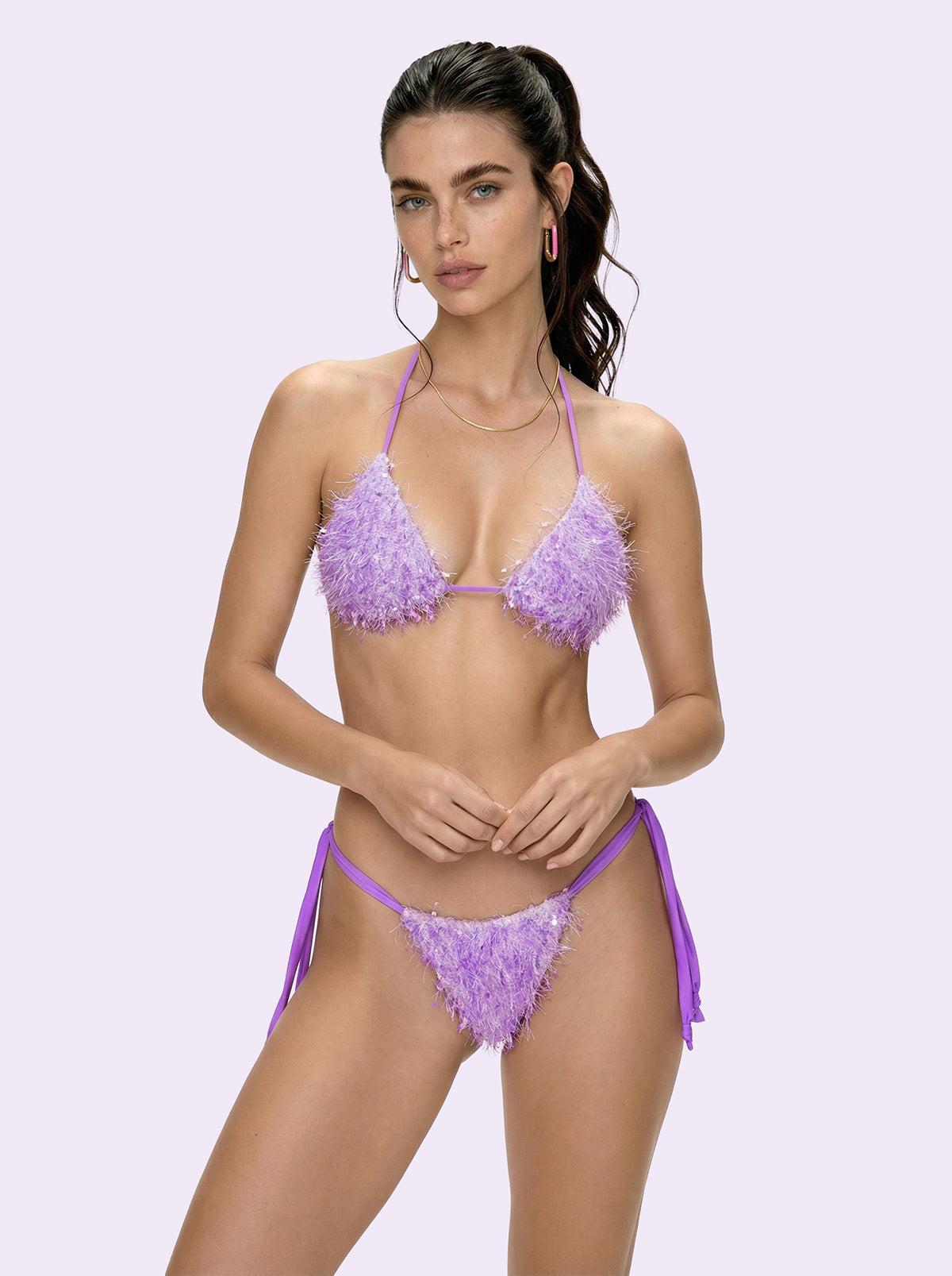 Kadın Bikinileri F**K Çılgın Üçgen Slip Ayarlanabilir Mor SW0730-PR