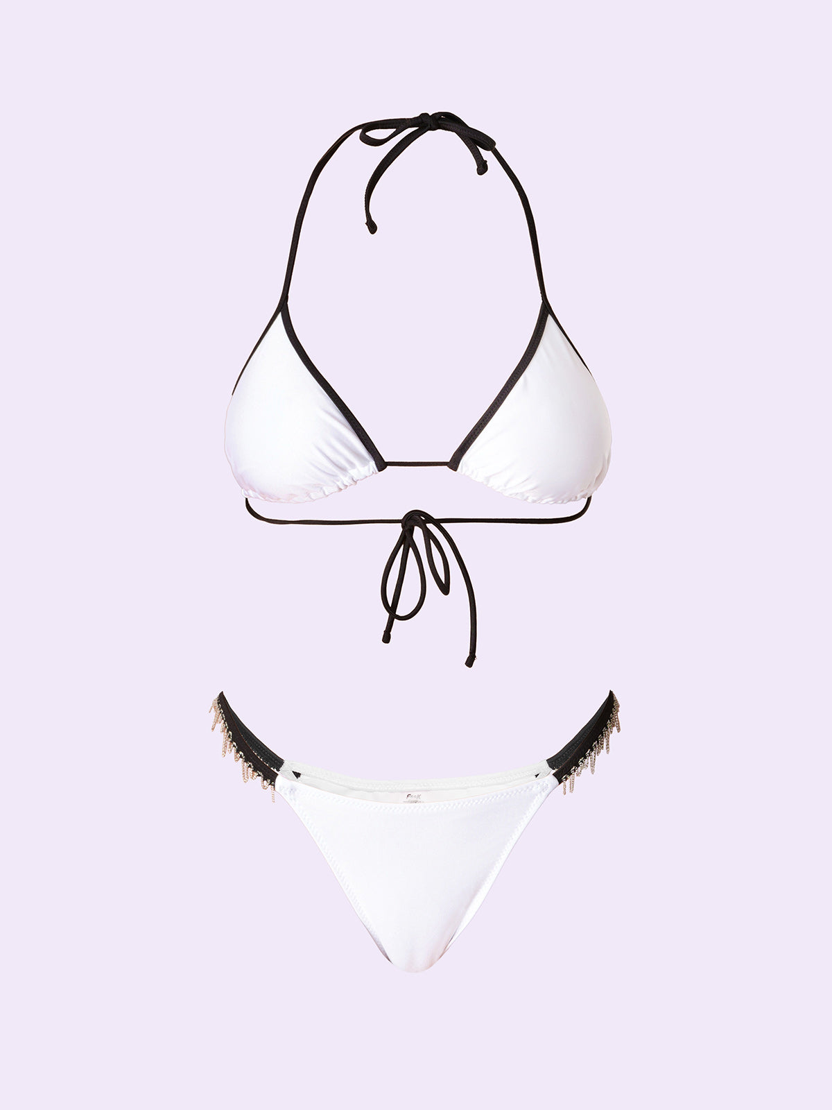 Image of Women's Bikinis F**K Crazy Triangle with Slip Fixed White SW0800-WH
