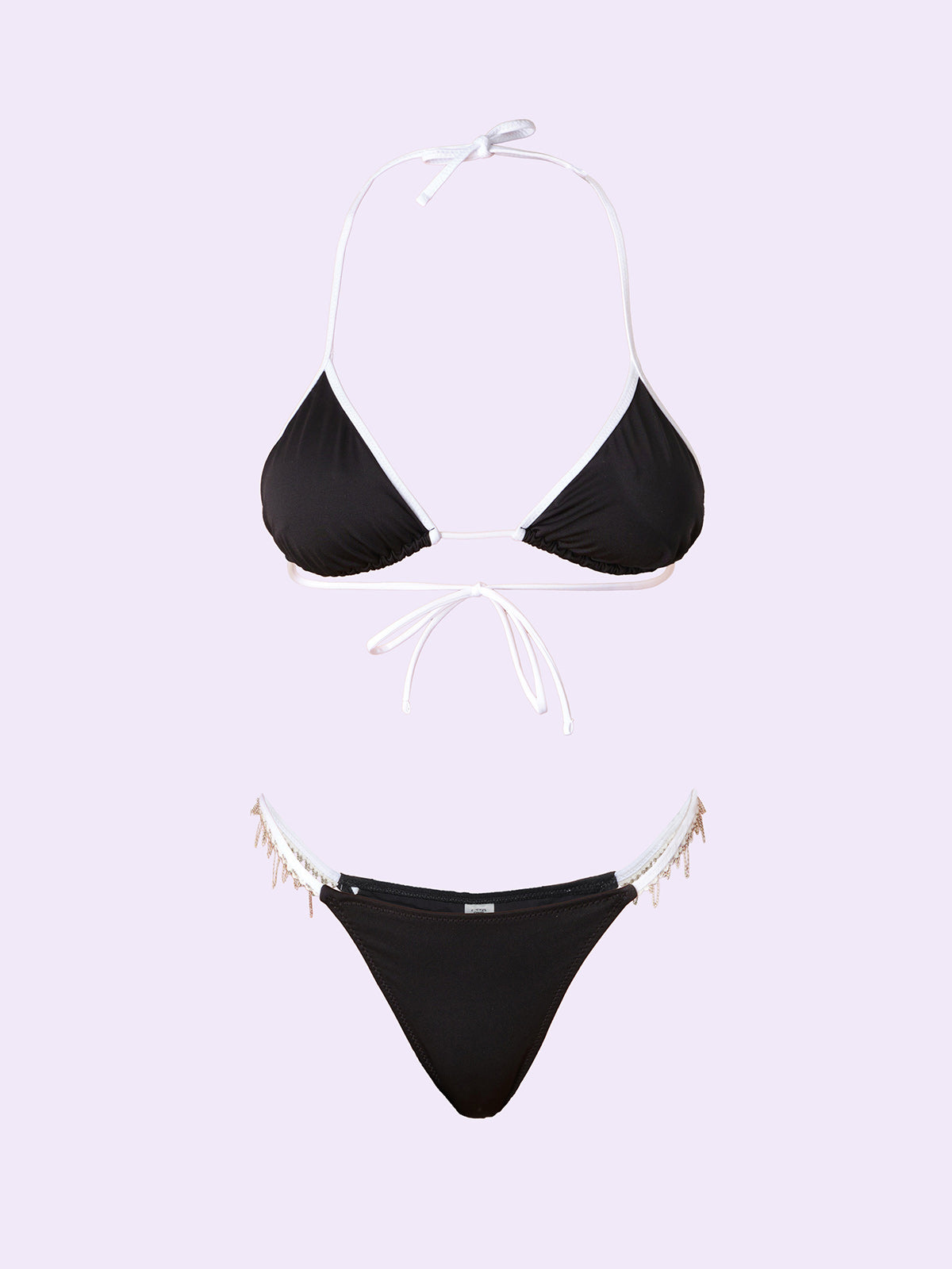 Women's Bikinis F**K Crazy Triangle with Slip Fixed Black SW0802-BK