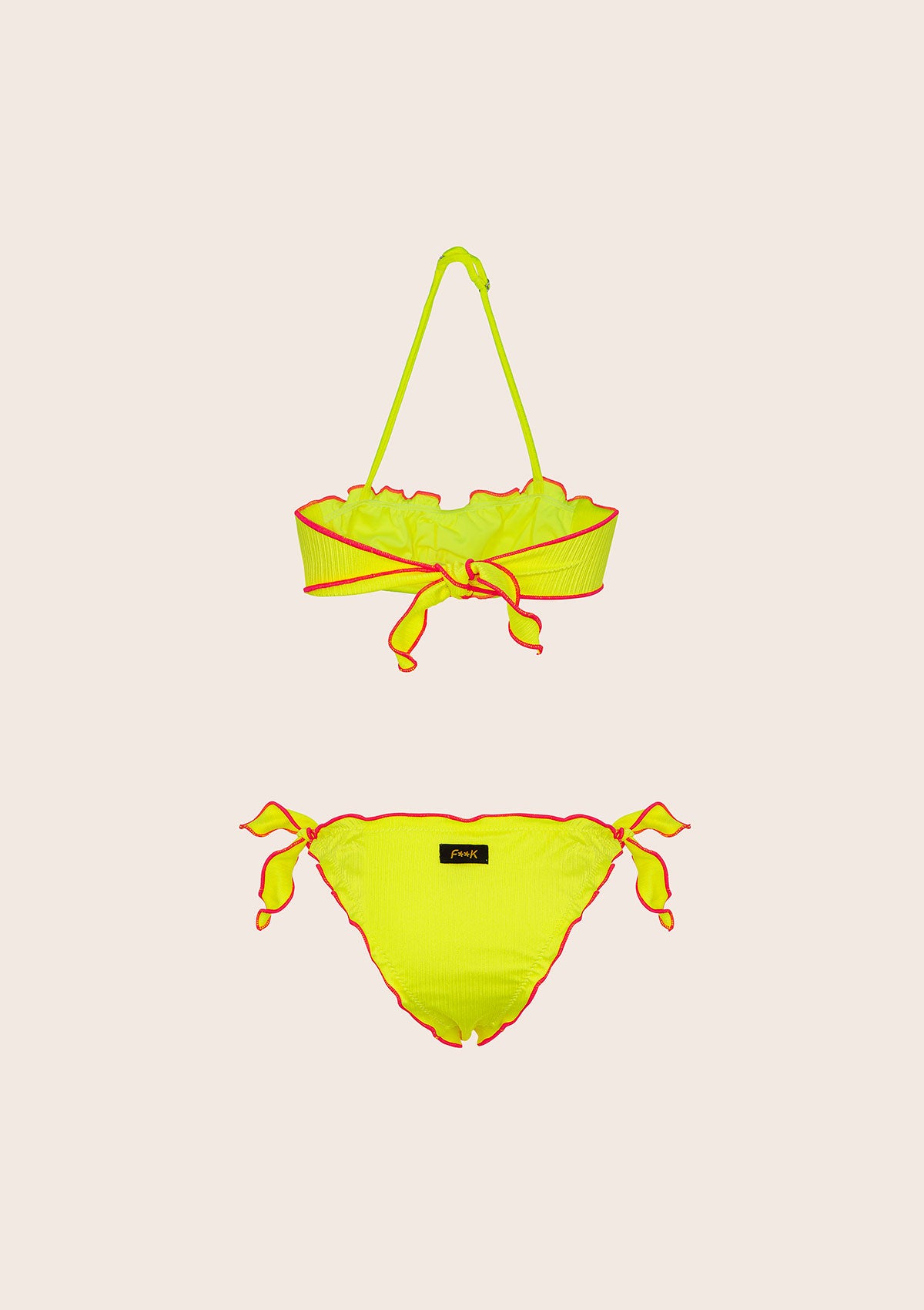 Menina de biquíni F**K Banda com Slip Fluo Ajuste Amarelo G1M02BA-FY