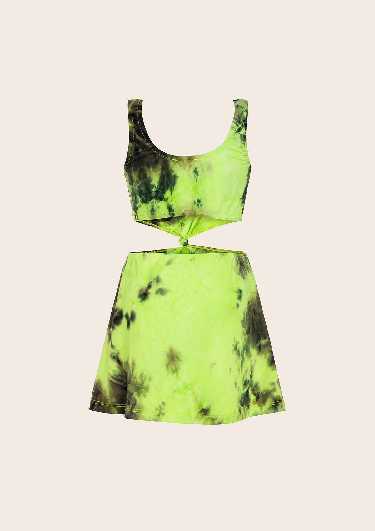 Kurzes Mädchenkleid F**K Fluo gelb g5c04ds-fy