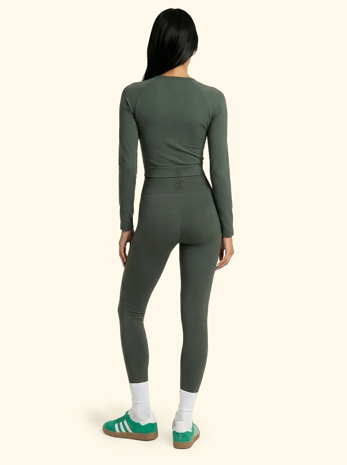 T-Shirt Crop con zip Seamless F**K Verde Militare 05SM01-GN