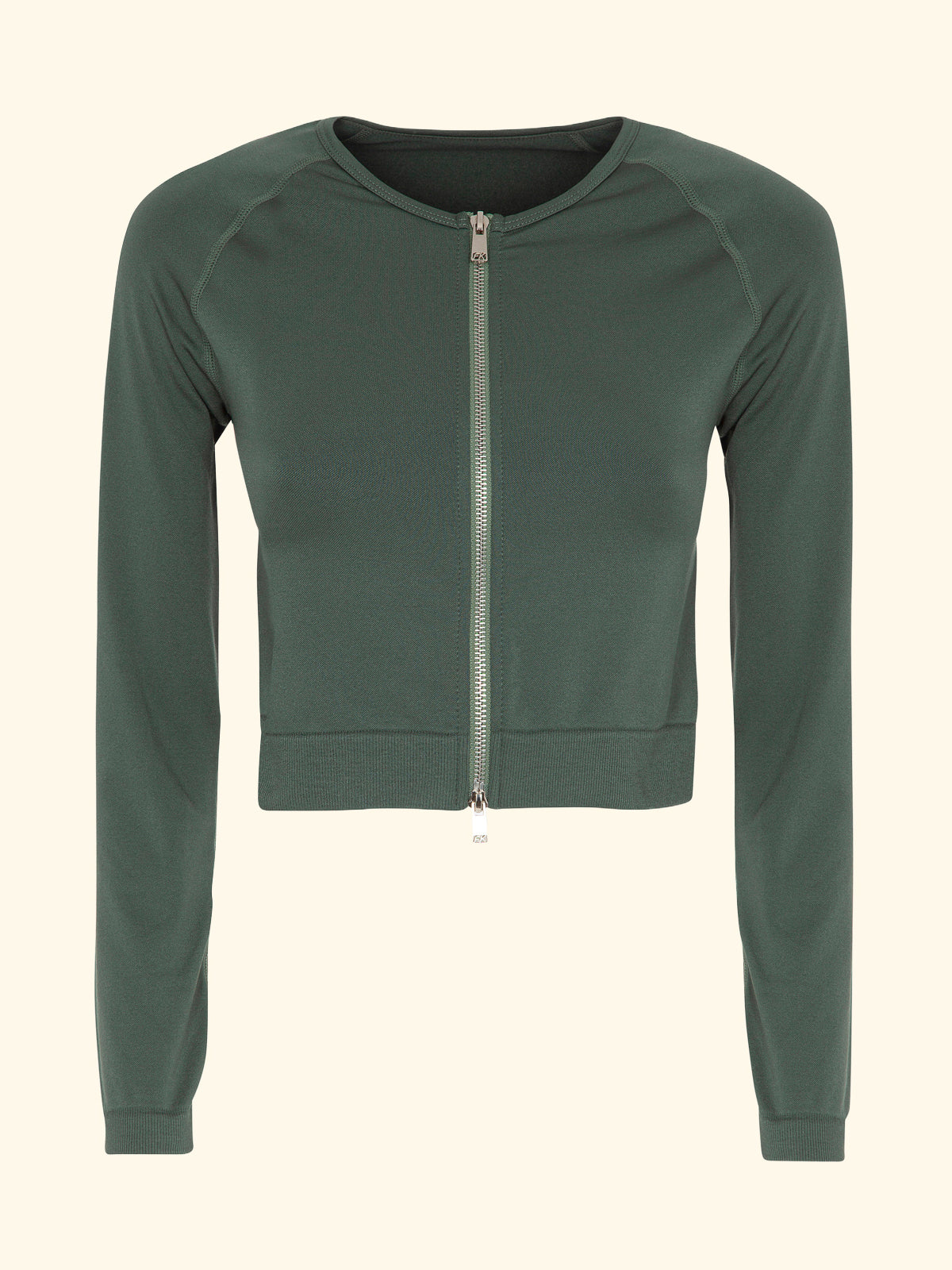 T-Shirt Crop con zip Seamless F**K Verde Militare 05SM01-GN