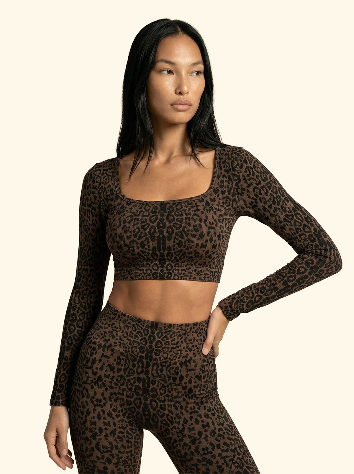 T-Shirt Crop Seamless F**K Leopard 05SM03-MC