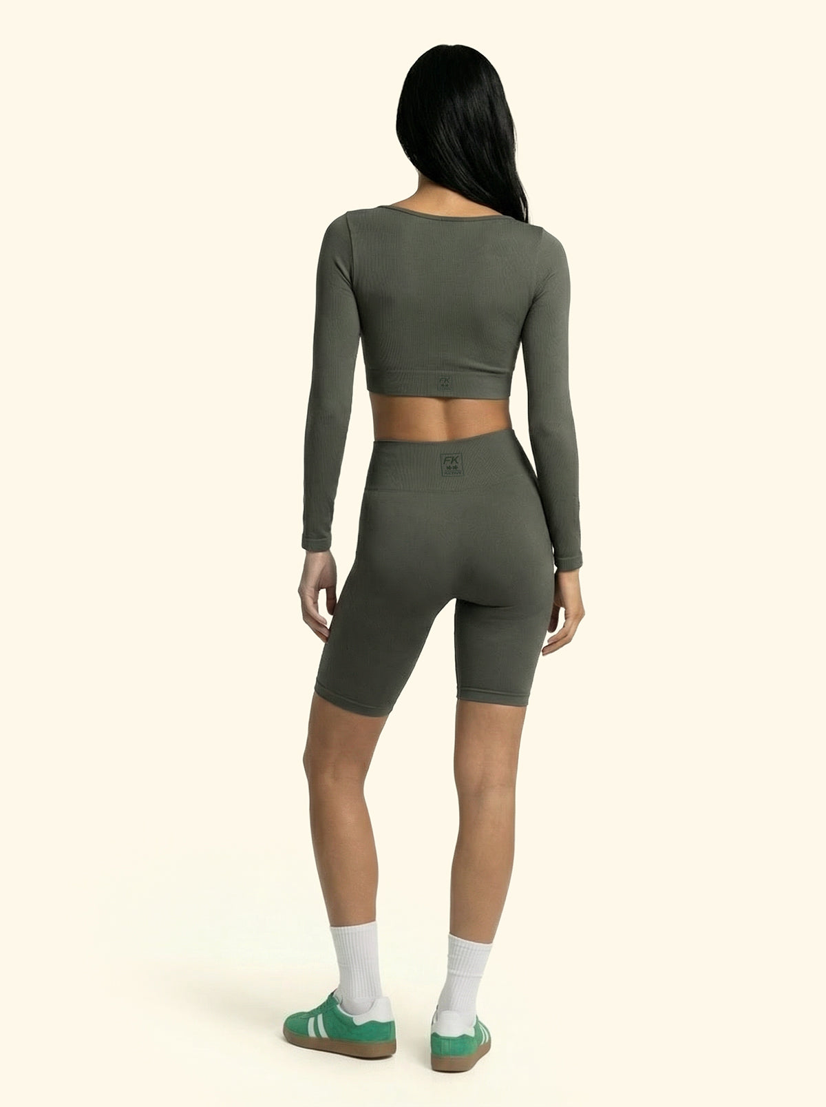 Image of T-Shirt Crop Seamless F**K Verde Militare 05SM02-GN