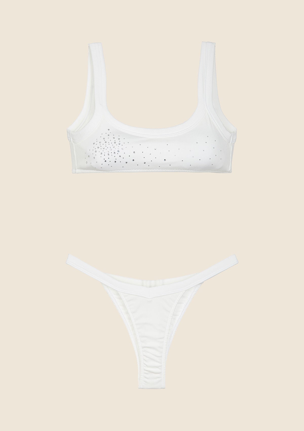 Frau Bikini F**K Top mit Slip Fixed American White 0101-WH