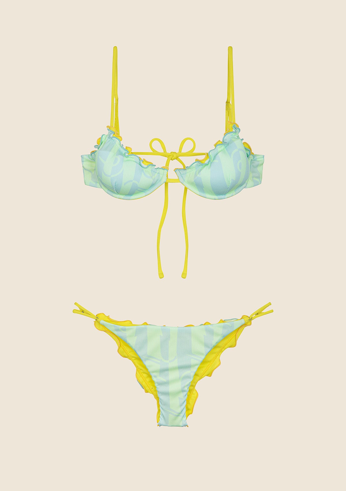 Bikini Donna F**K Reggiseno con Ferretto e Slip Brasiliano Regolabile Fantasia 0131-X36