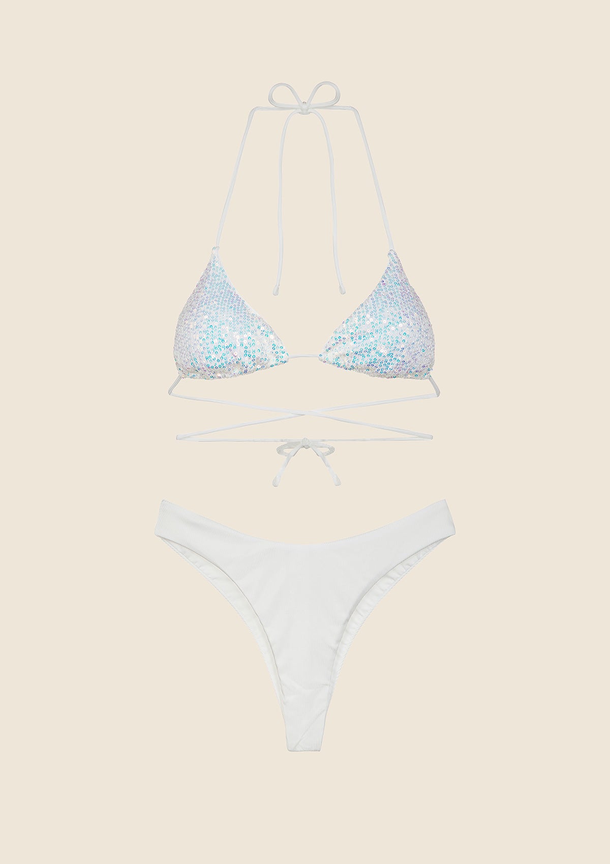 Mulher biquíni F**K Triângulo com Slip BIANCOO AMERICANO AMERICANO 0430-WH