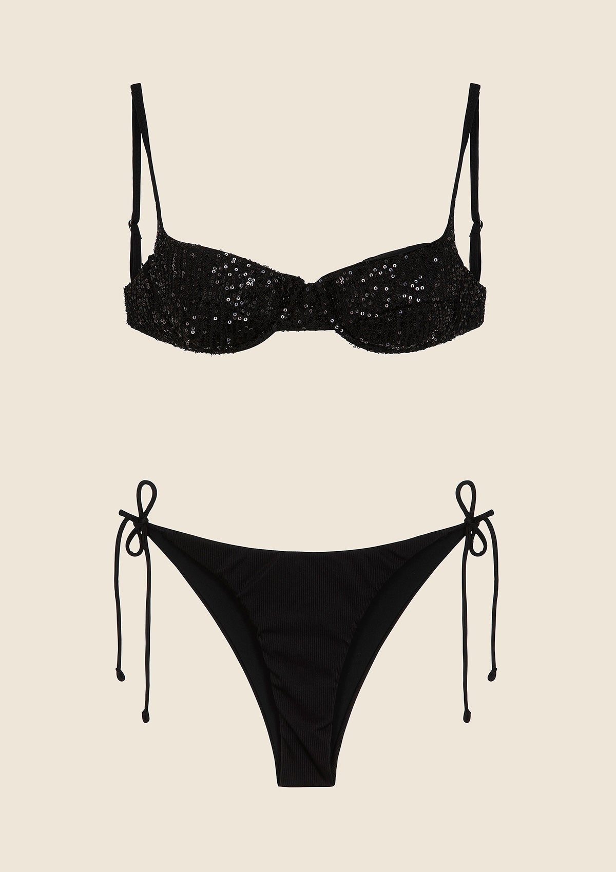 Biquínis femininos F**K Sutiã com armação e Slip Americano Ajustável Preto 0431-BK