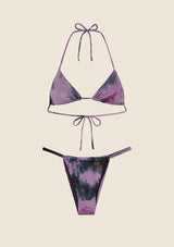 Bikini Donna F**K Triangolo con Slip Brasiliano Fisso Viola 0501-PR