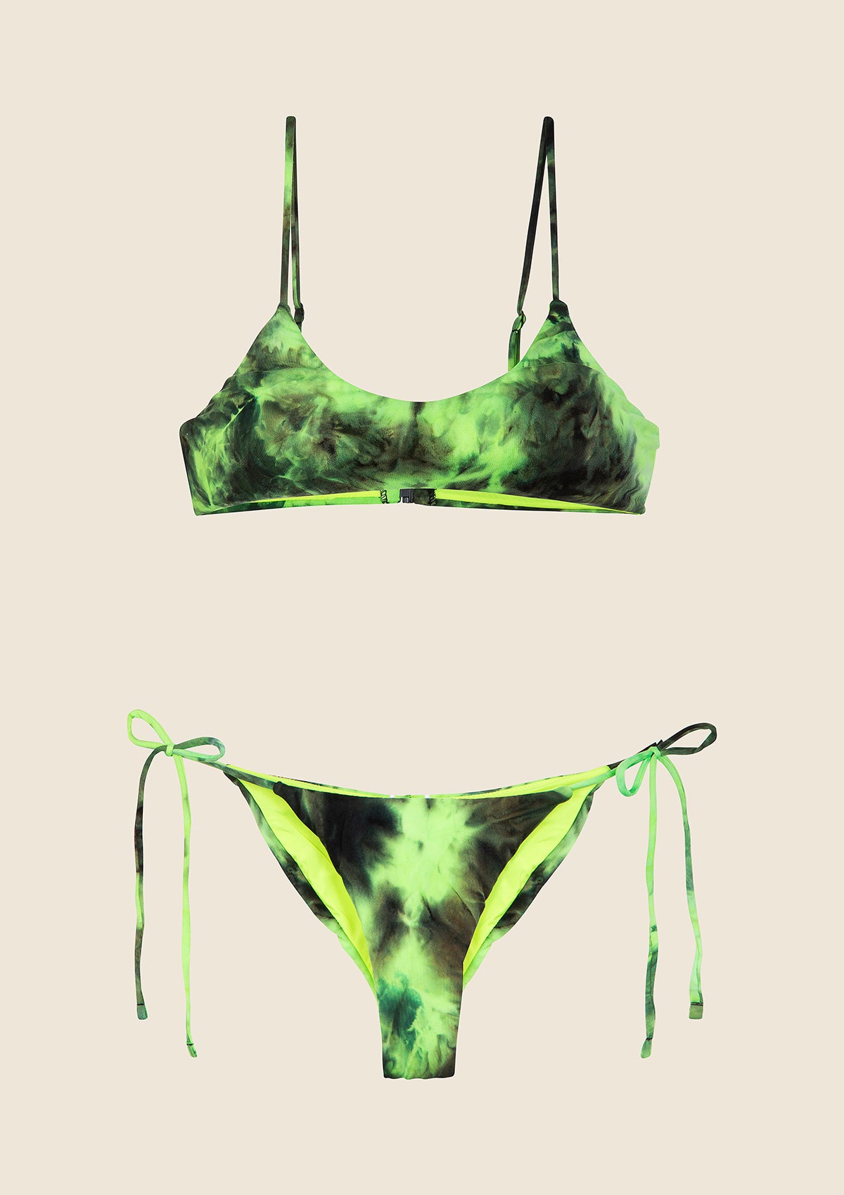 Frau Bikini F**K Top mit Slip Einstellbarer Fluogelb 0502-Fy