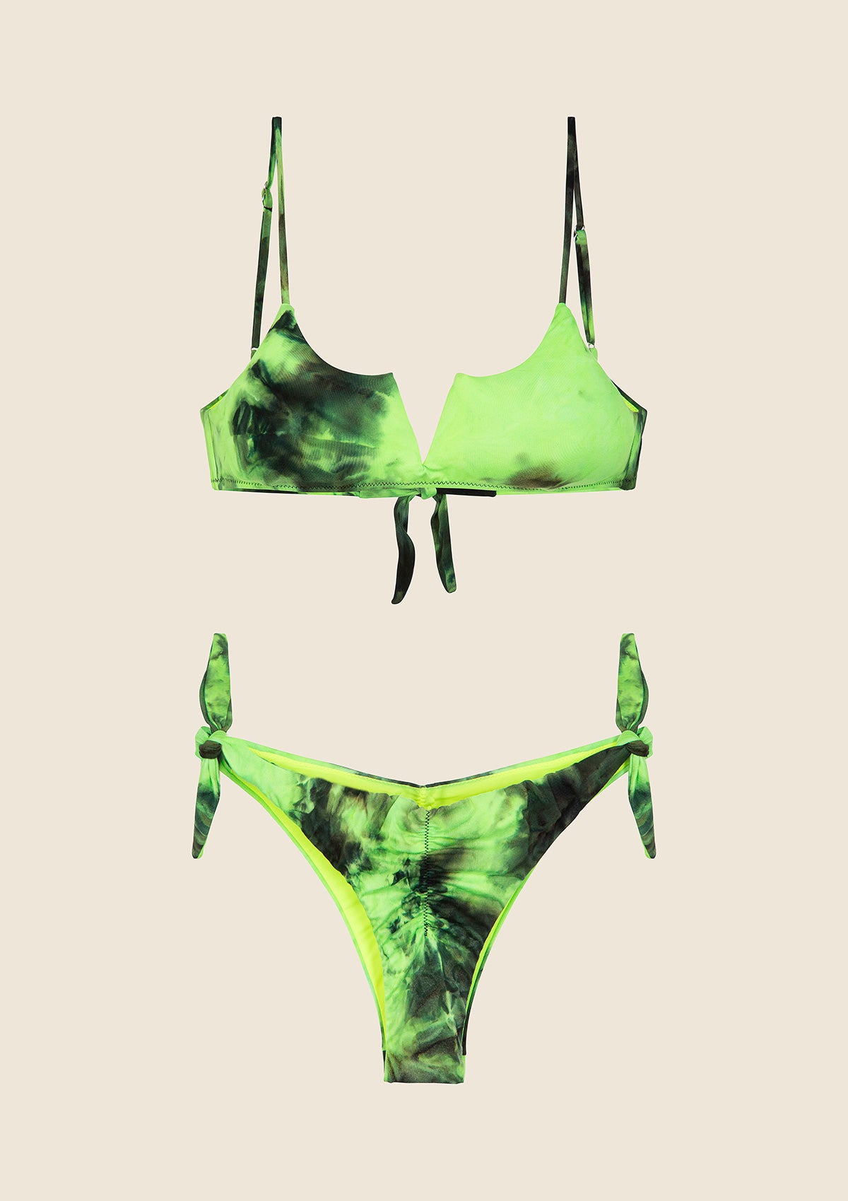 Frau Bikini F**K Top mit Frettchen e Slip Einstellbarer Fluogelb 0503-Fy