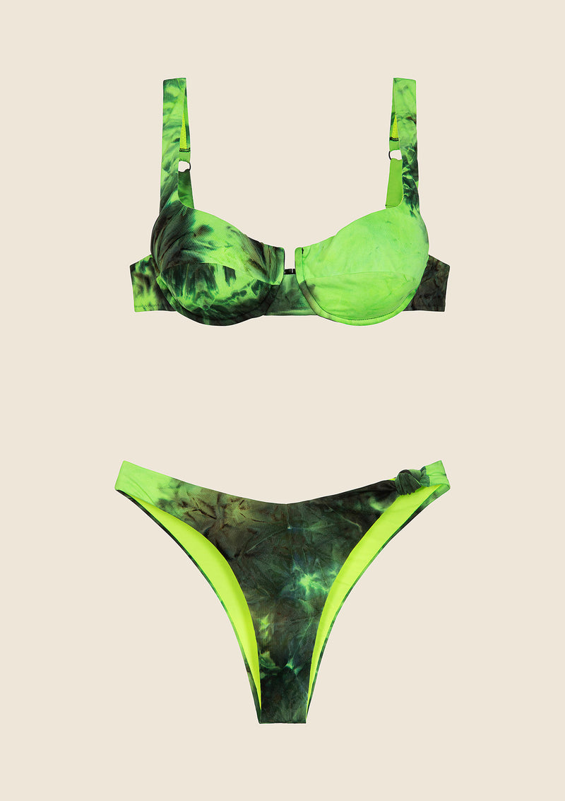 Bikini Donna F**K Reggiseno con Ferretto e Slip Americano Fisso Giallo Fluo 0504-FY