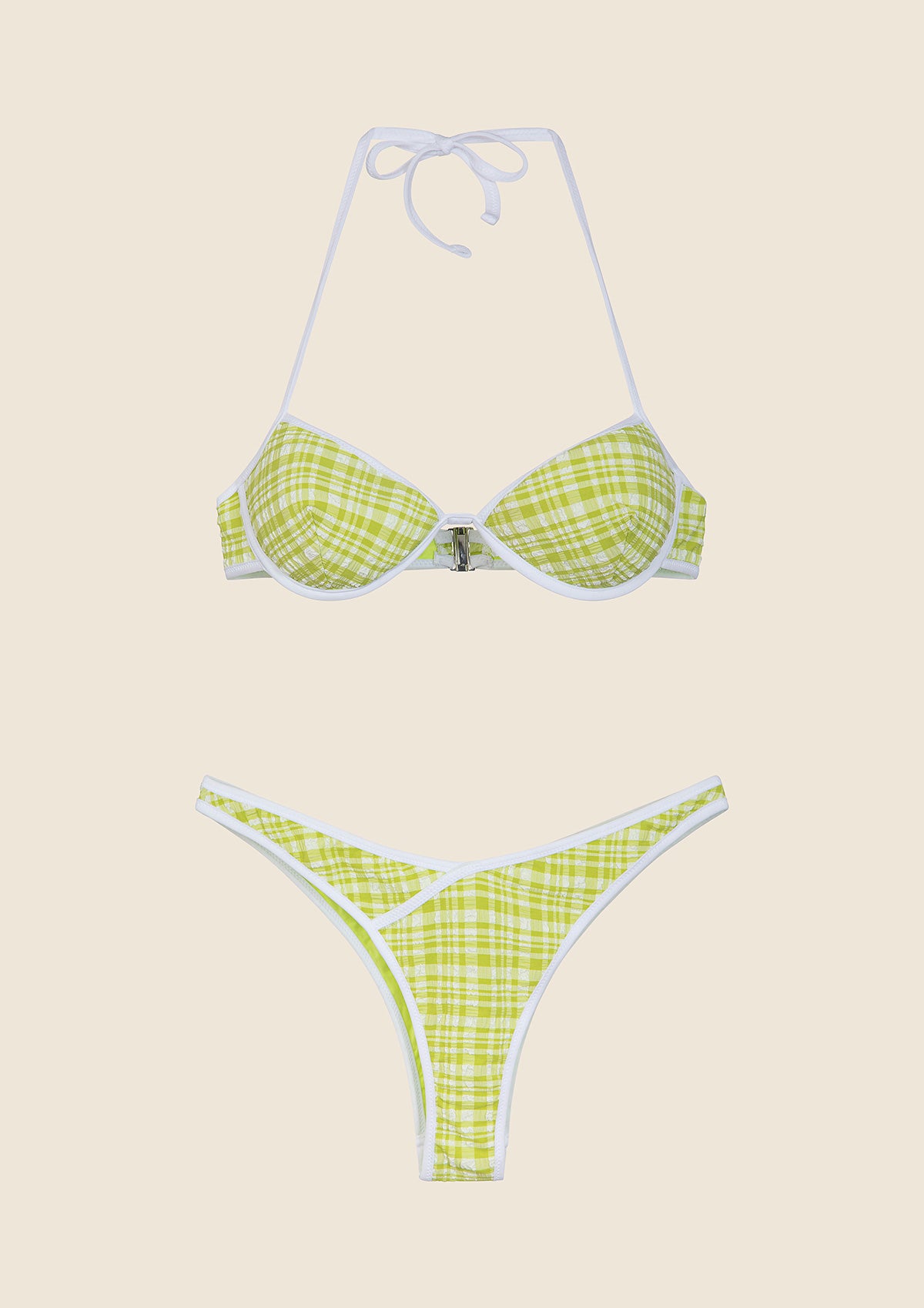 Image of Bikini Donna F**K Reggiseno con Ferretto e Slip Americano Fisso Verde 0601-GN