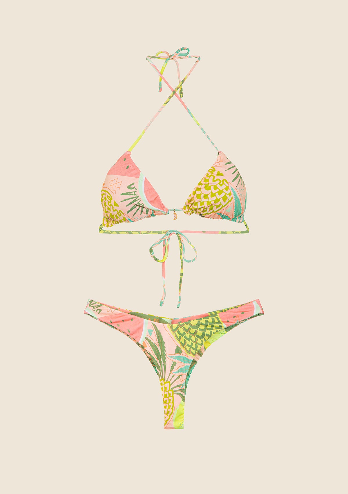 Image of Bikini Reversibile Donna F**K Triangolo con Slip Americano Fisso Fantasia 0660-X15