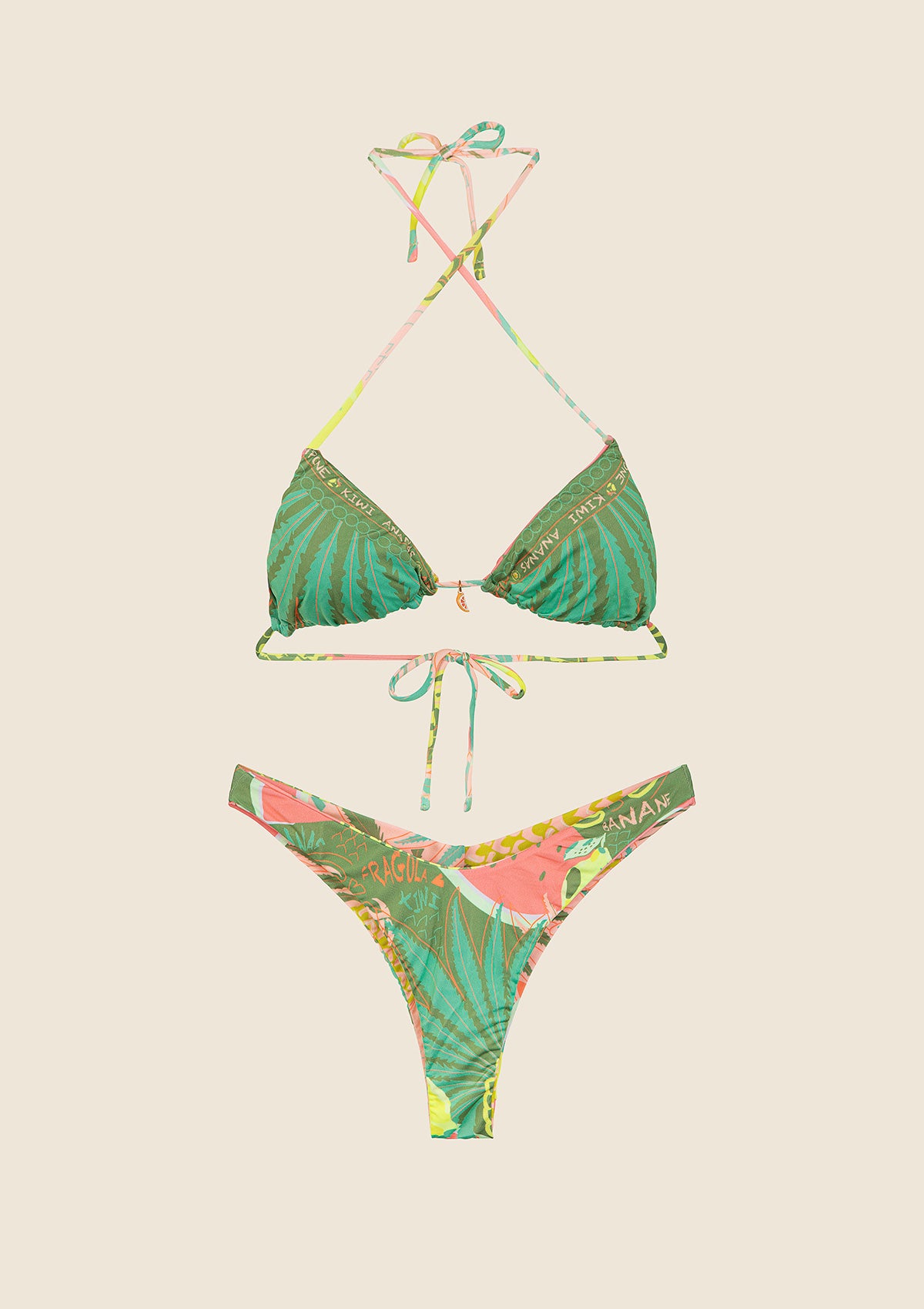 Image of Bikini Reversibile Donna F**K Triangolo con Slip Americano Fisso Fantasia 0660-X15