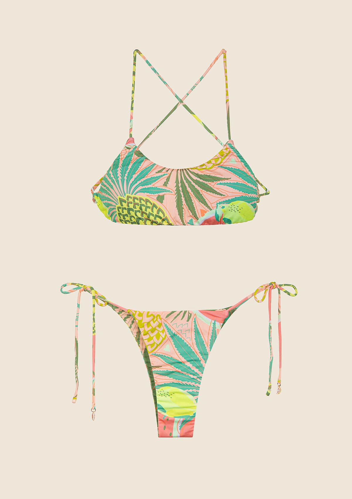 Bikini Reversibile Donna F**K Top con Slip Regolabile Fantasia 0661-X15