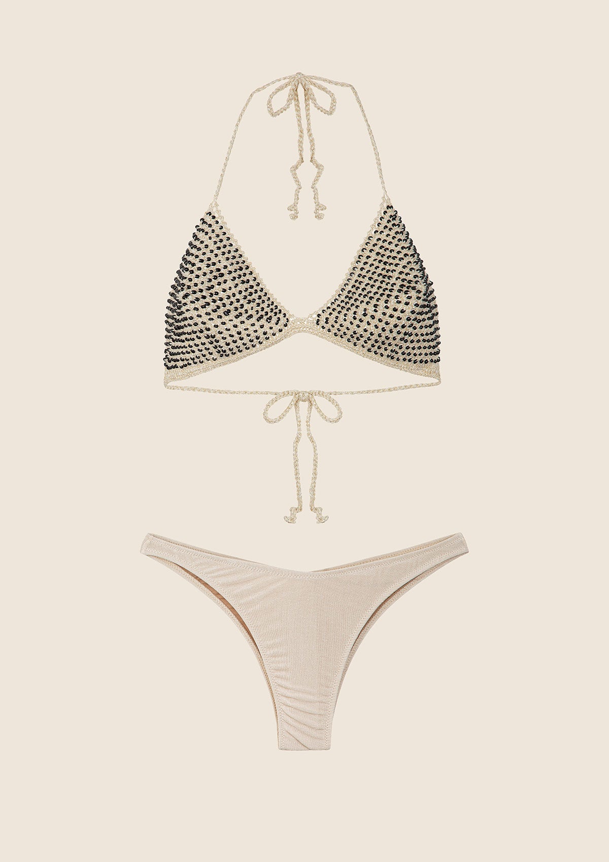 Image of Bikini Donna F**K Triangolo con Slip Americano Fisso Beige 0860-BG