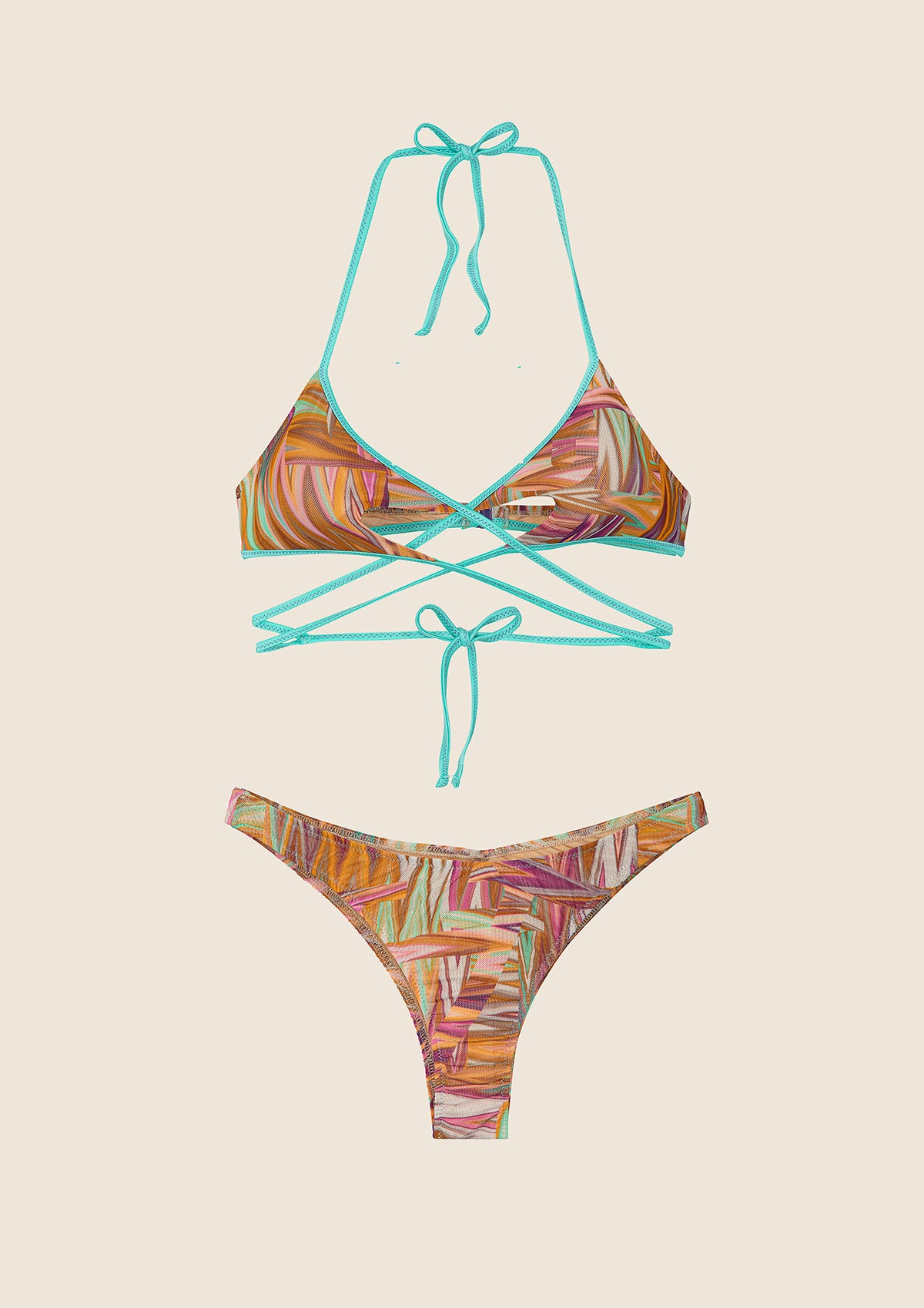 Image of Bikini Donna F**K Triangolo con Slip Americano Fisso Fantasia 0900-X07