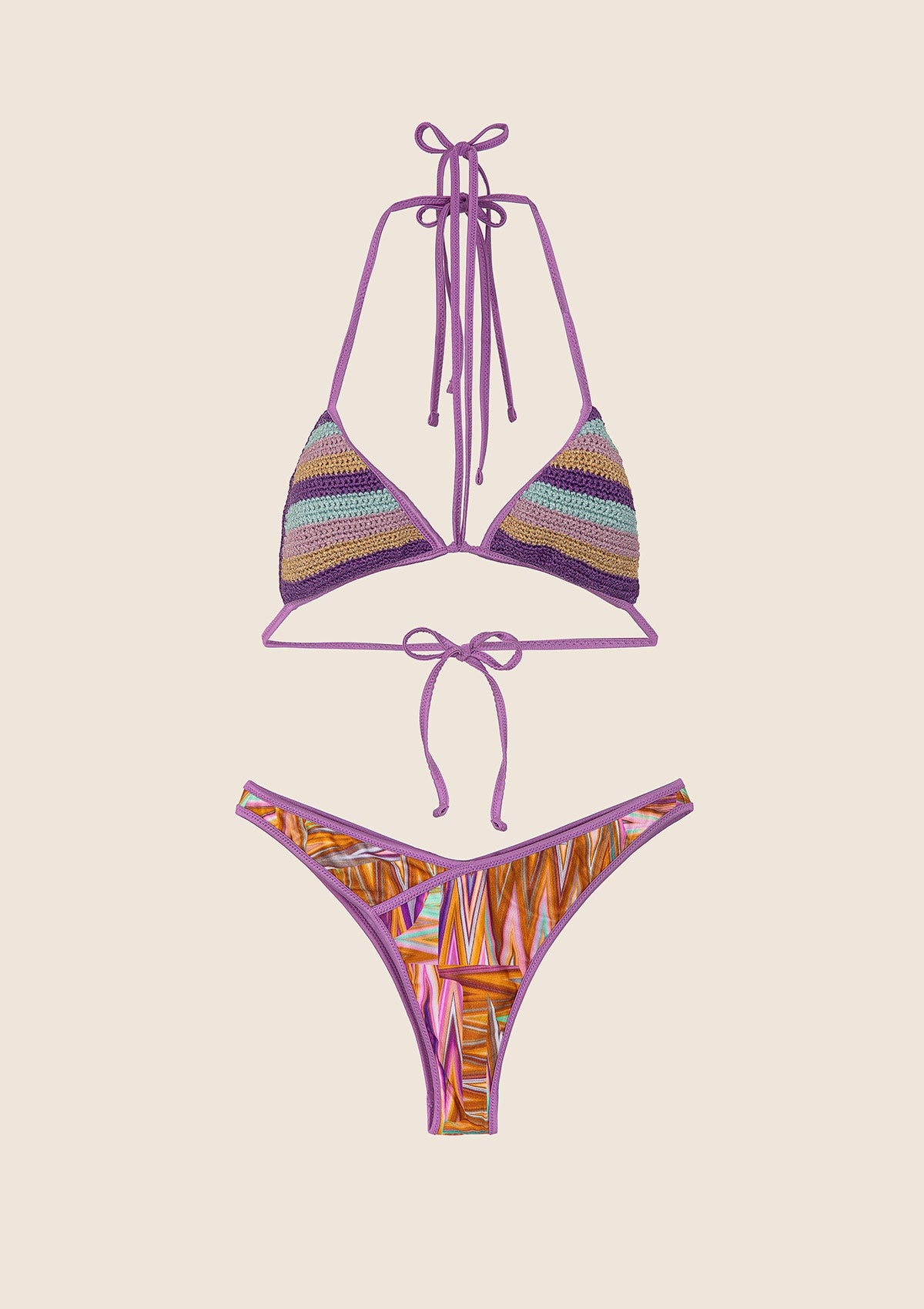 Image of Bikini Donna F**K Triangolo con Slip Americano Fisso Fantasia 0910-X07