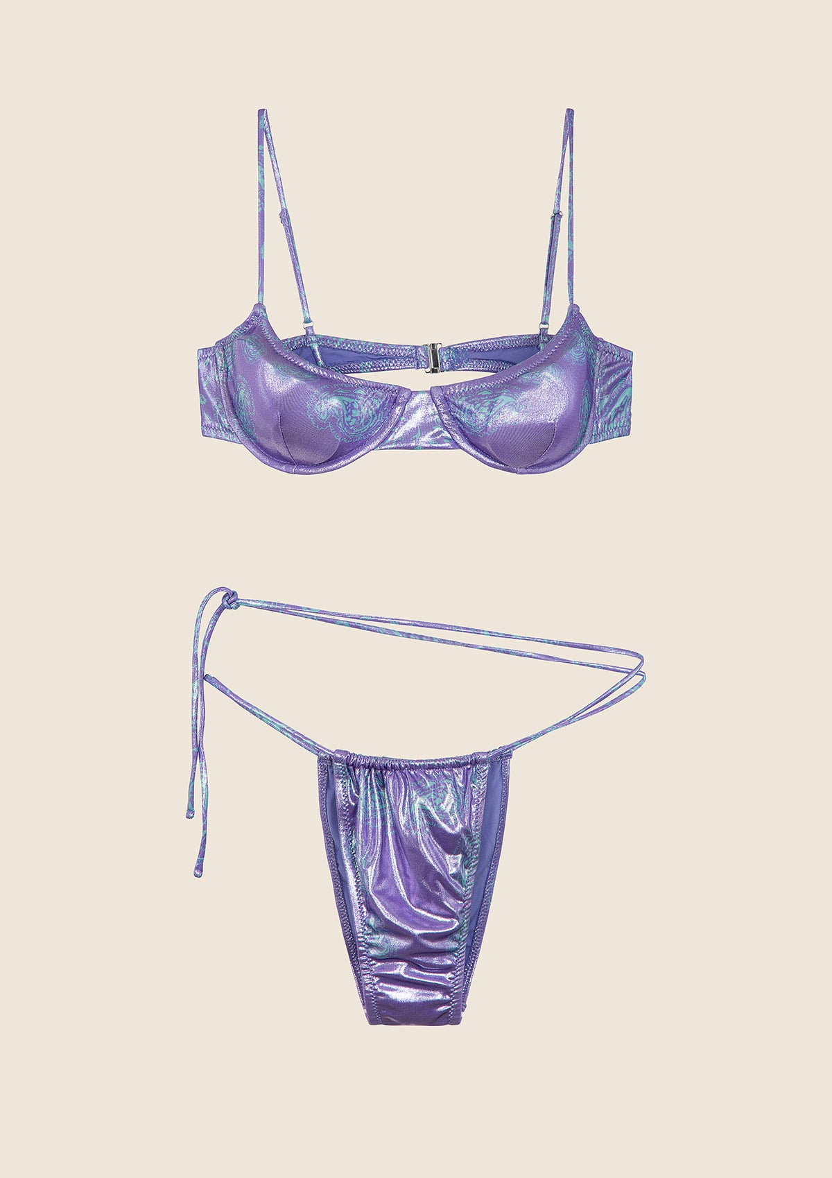 Image of Bikini Donna F**K Reggiseno con Ferretto e Slip Brasiliano Regolabile Fantasia 1031-X53