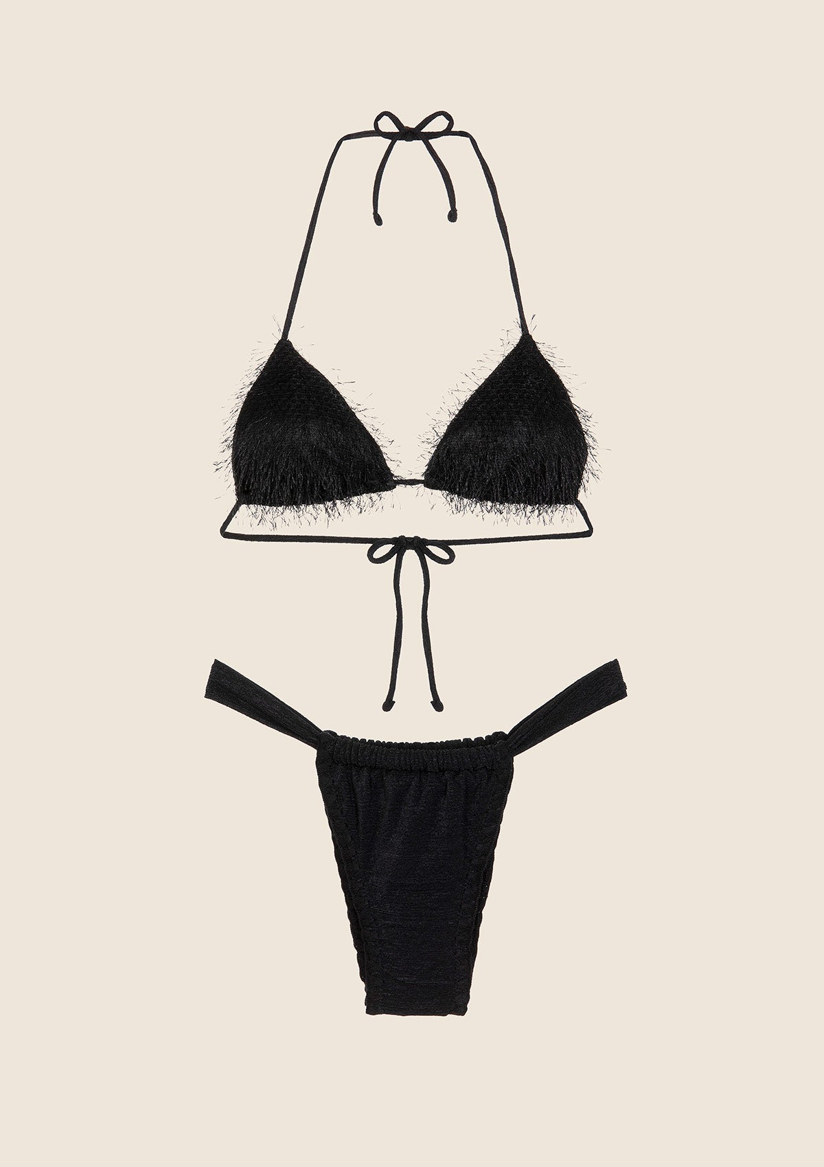 Image of Bikini Donna F**K Triangolo con Slip Brasiliano Fisso Nero 1121-BK