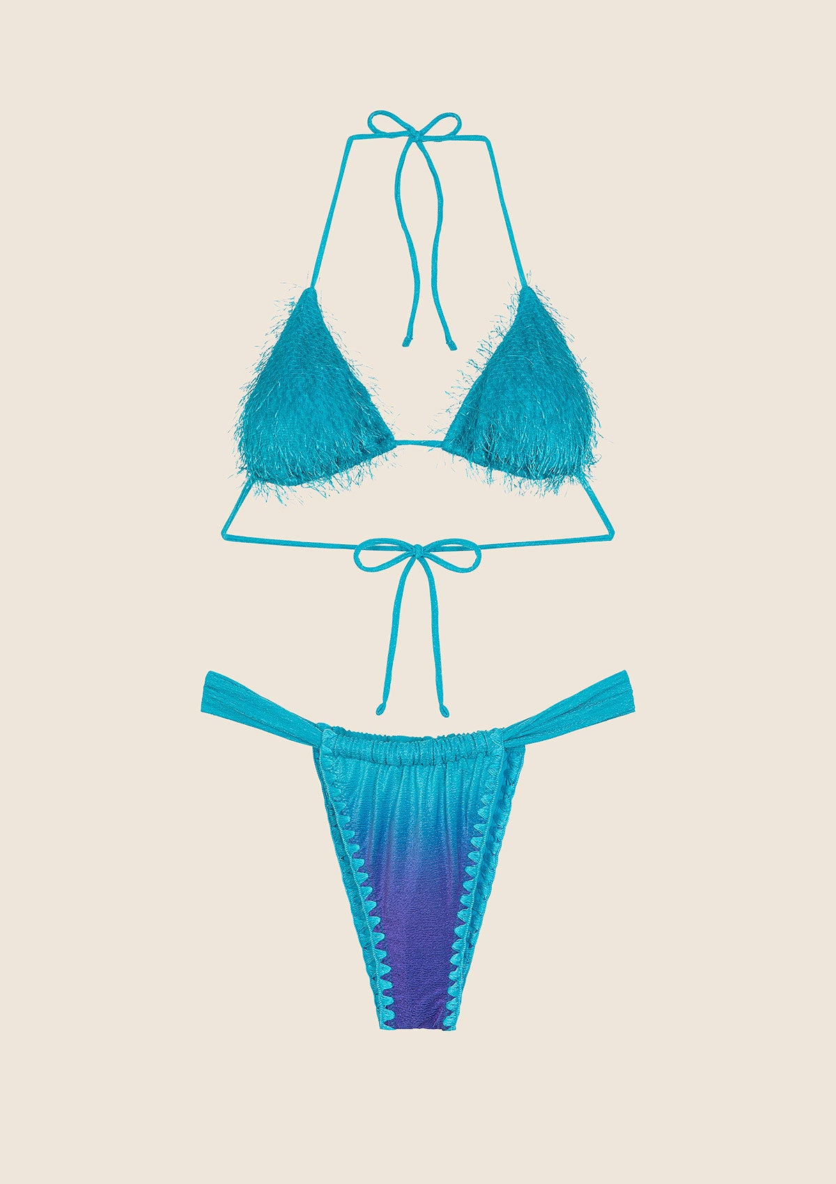 Bikini Donna F**K Triangolo con Slip Brasiliano Fisso Fantasia 1131-X46