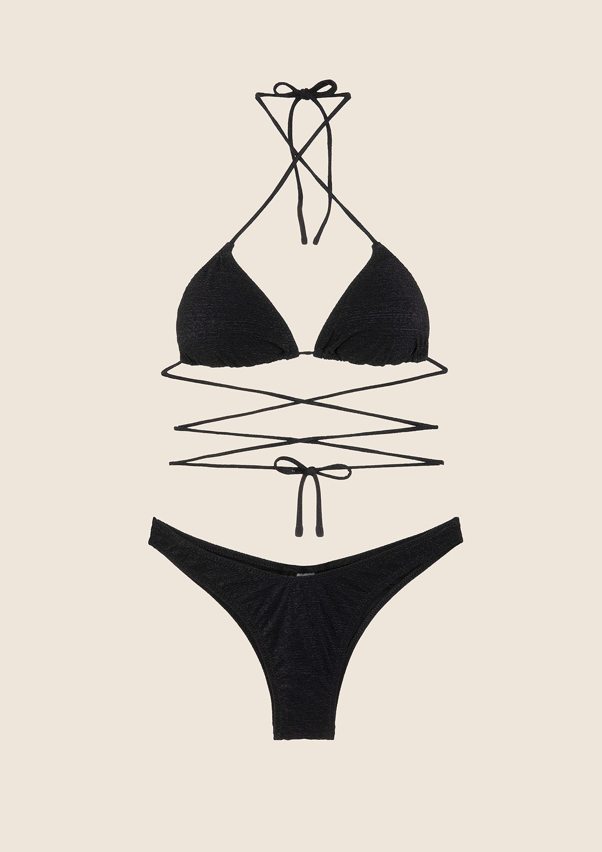 Image of Bikini Donna F**K Triangolo con Slip Americano Fisso Nero 1141-BK