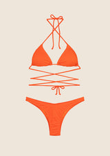 Bikini Donna F**K Triangolo con Slip Americano Arancione Fluo 1141-FO