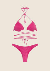 Bikini Donna F**K Triangolo con Slip Americano Fisso Fucsia 1141-FX